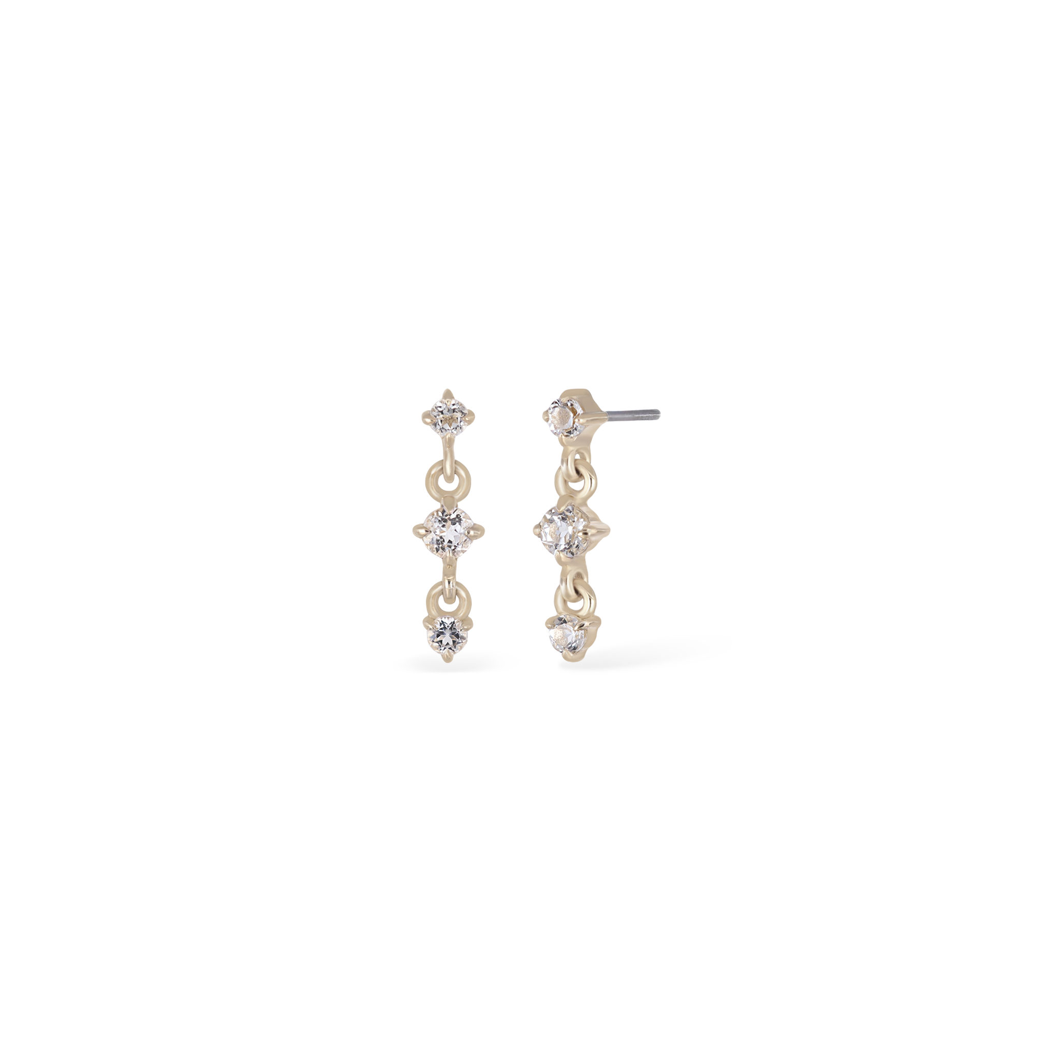 Orion • Three-Stone Drop Flat Back Stud