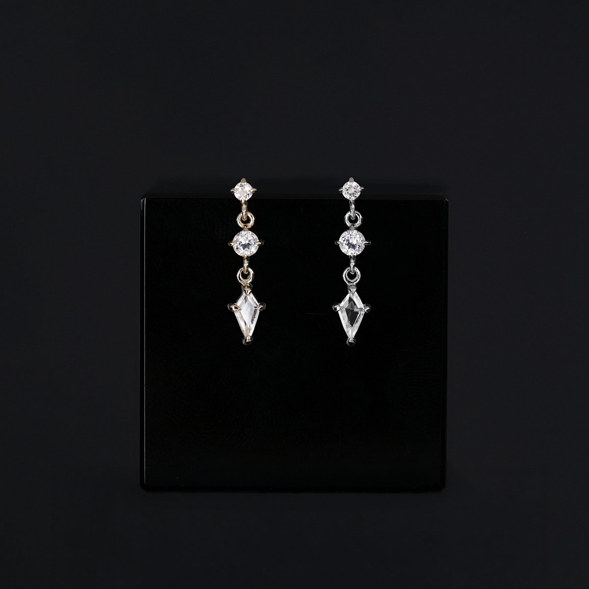 Dias • Triple Gemstone Kite Drop Flat Back Stud