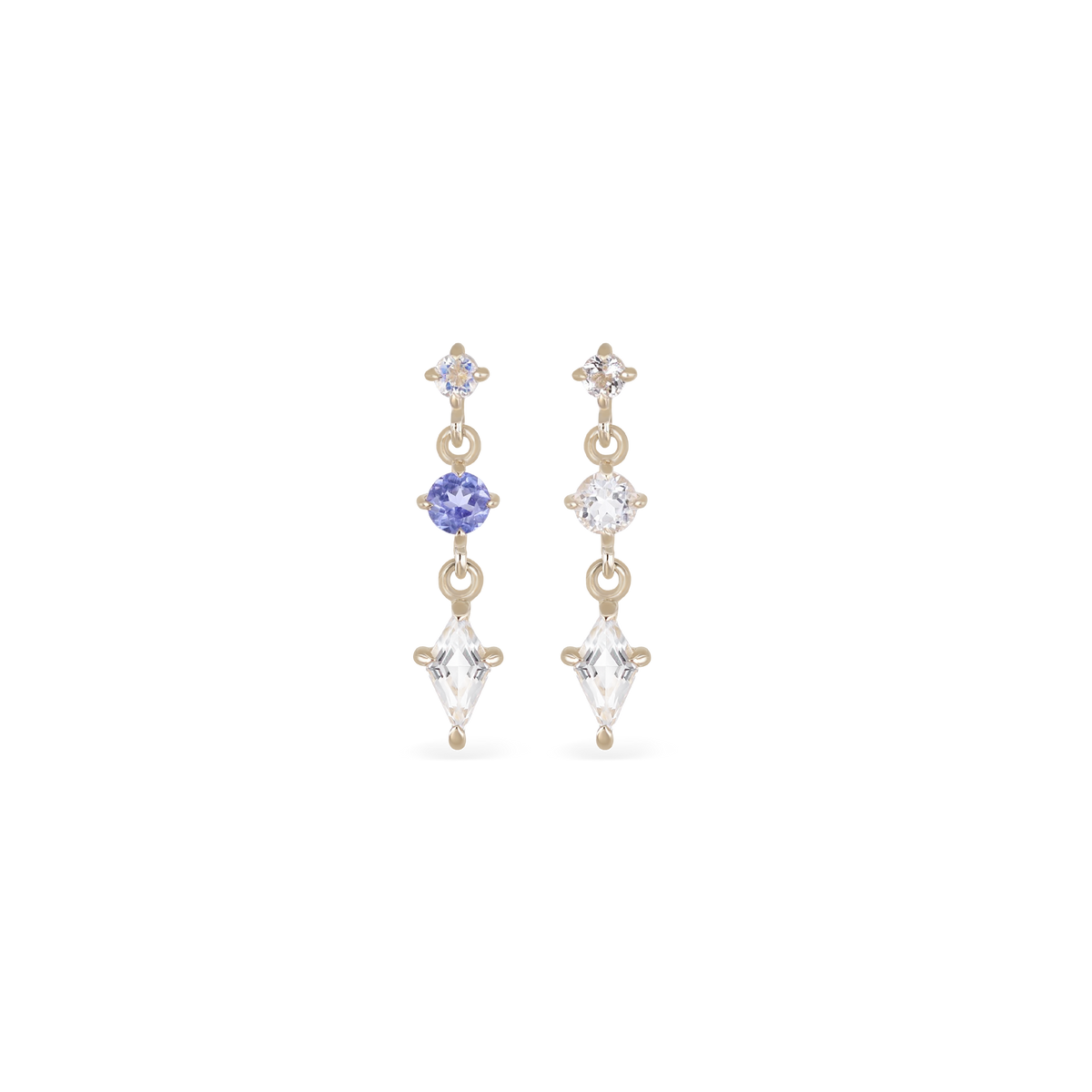 Dias • Triple Gemstone Kite Drop Flat Back Stud