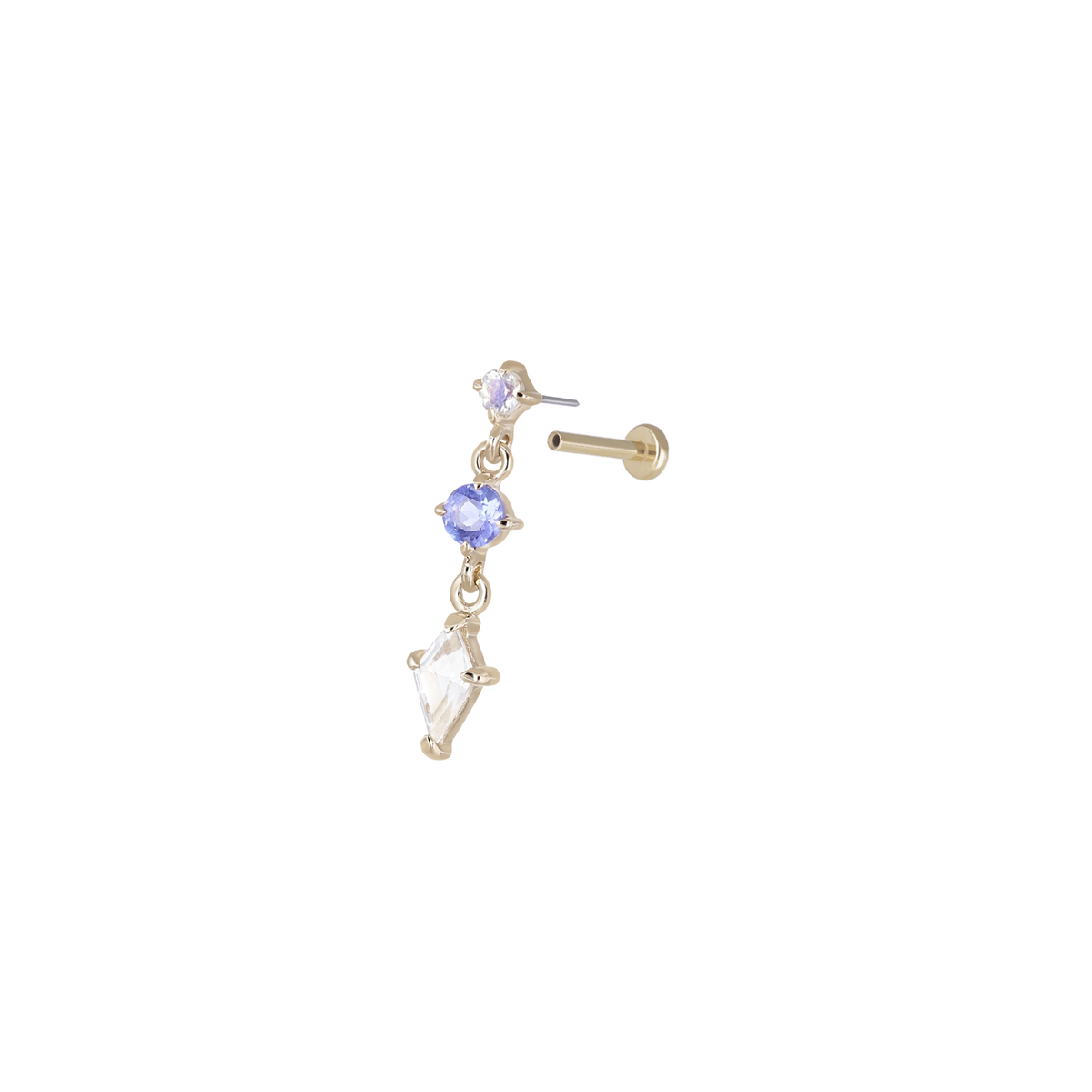 Dias • Triple Gemstone Kite Drop Flat Back Stud
