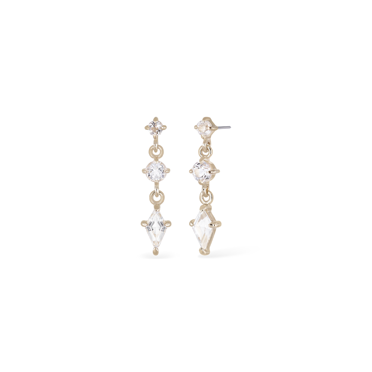 Dias • Triple Gemstone Kite Drop Flat Back Stud