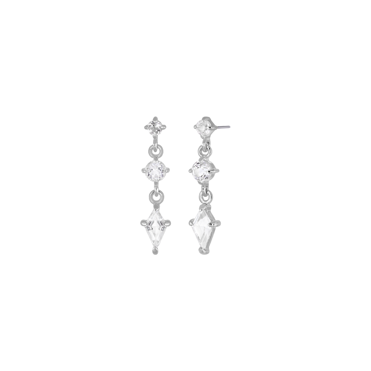 Dias • Triple Gemstone Kite Drop Flat Back Stud