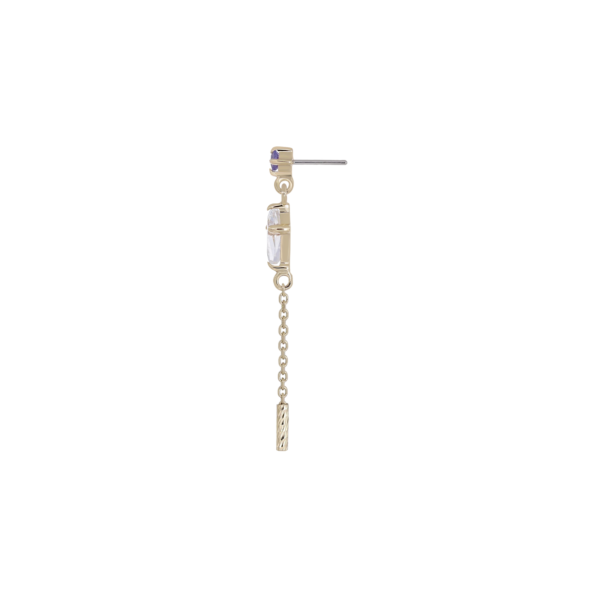 Aery • Kite Gemstone & Textured Gold Bar Drop Flat Back Stud