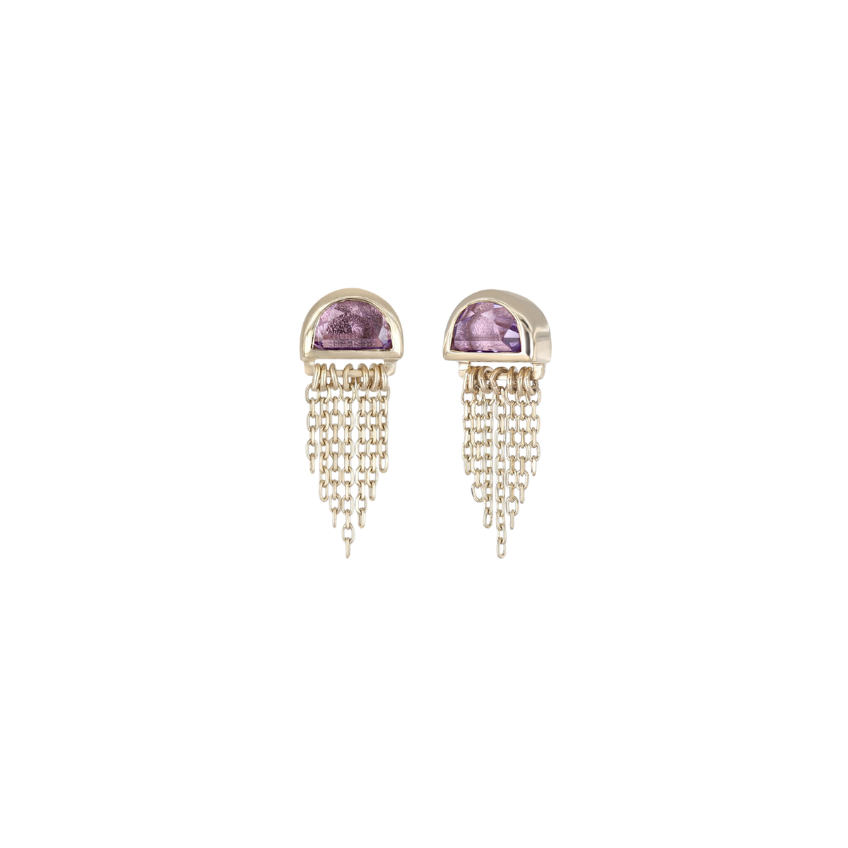 Moonjelly • Natural Gemstone Chain Tassel Flat Back Stud