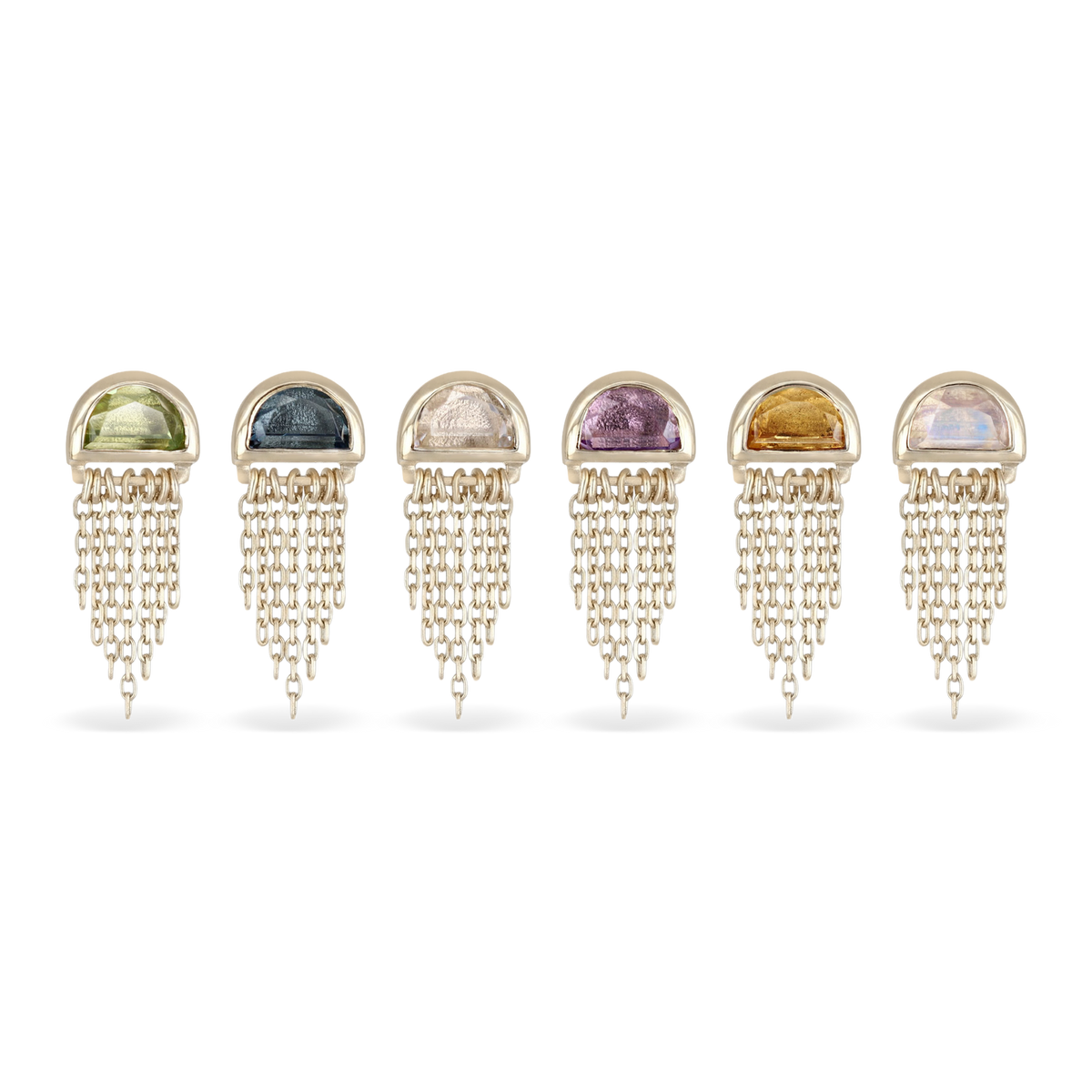 Moonjelly • Natural Gemstone Chain Tassel Flat Back Stud
