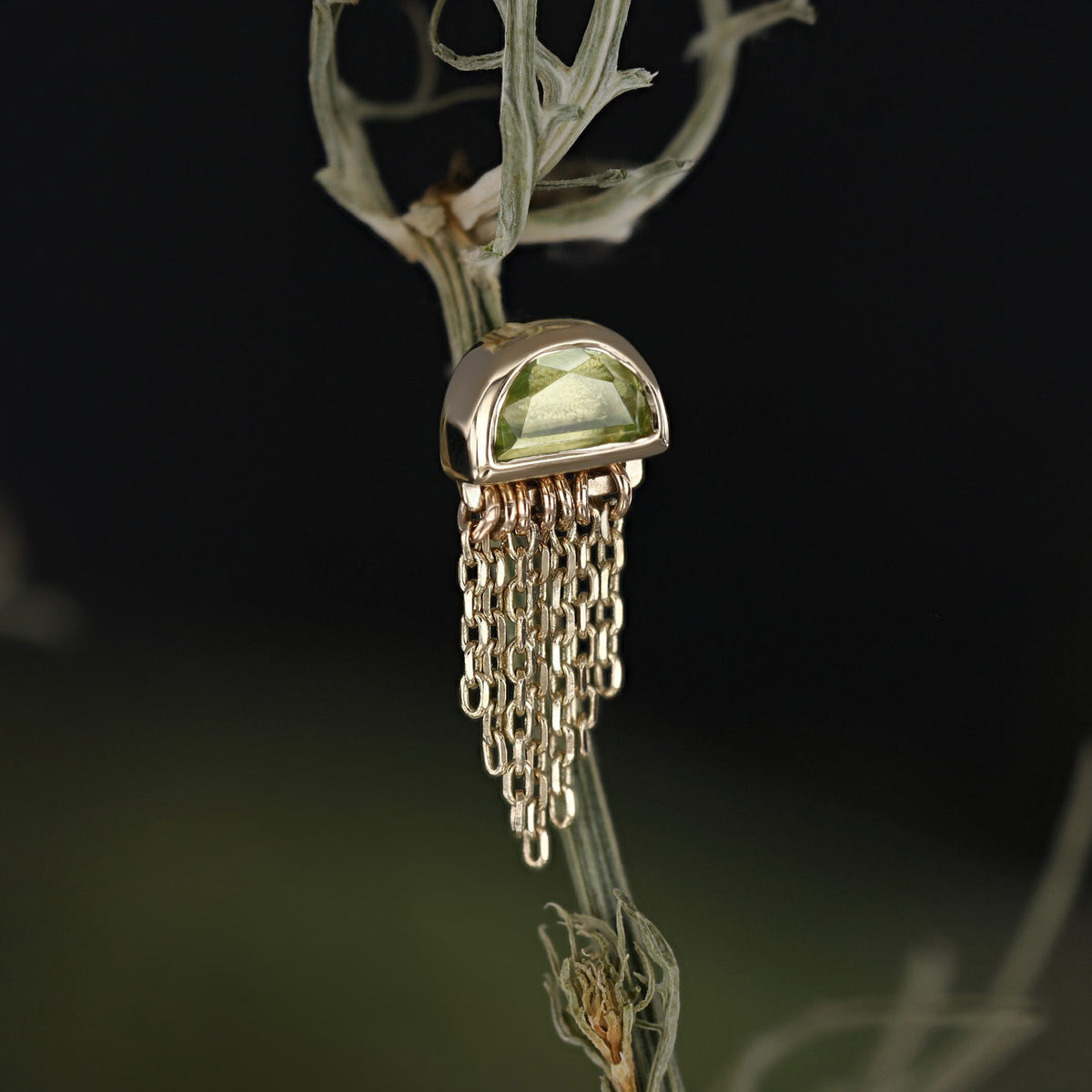 Moonjelly • Natural Gemstone Chain Tassel Flat Back Stud