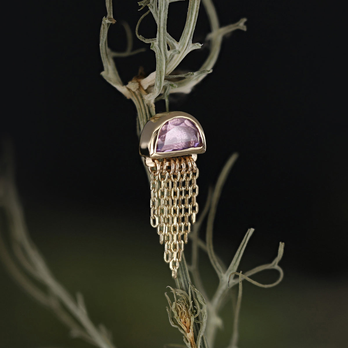 Moonjelly • Natural Gemstone Chain Tassel Flat Back Stud