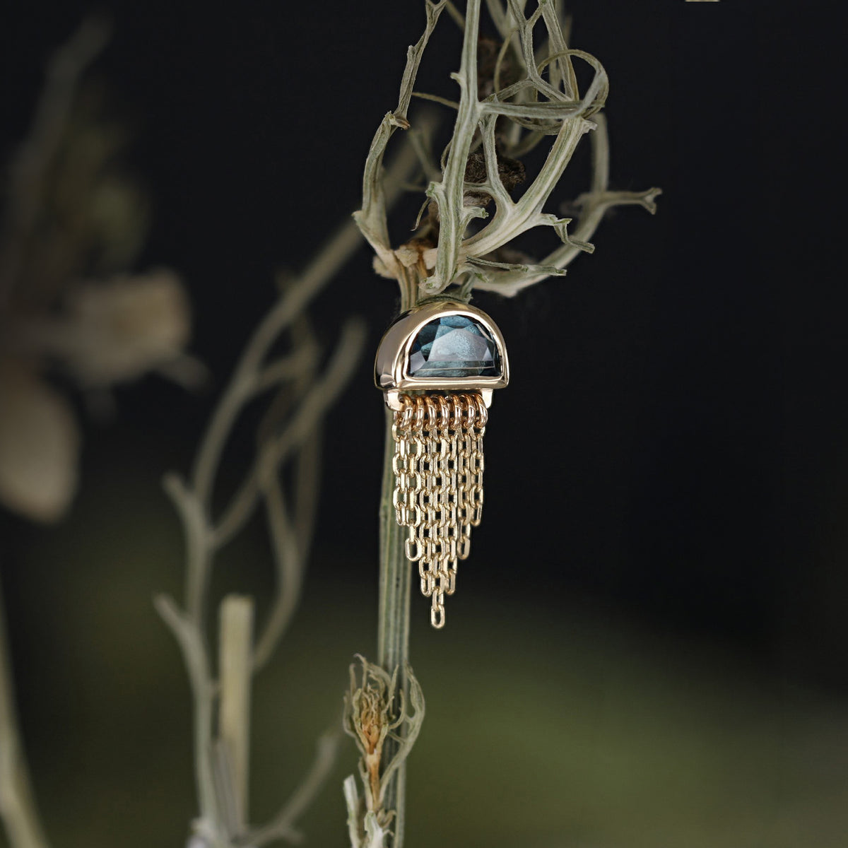 Moonjelly • Natural Gemstone Chain Tassel Flat Back Stud
