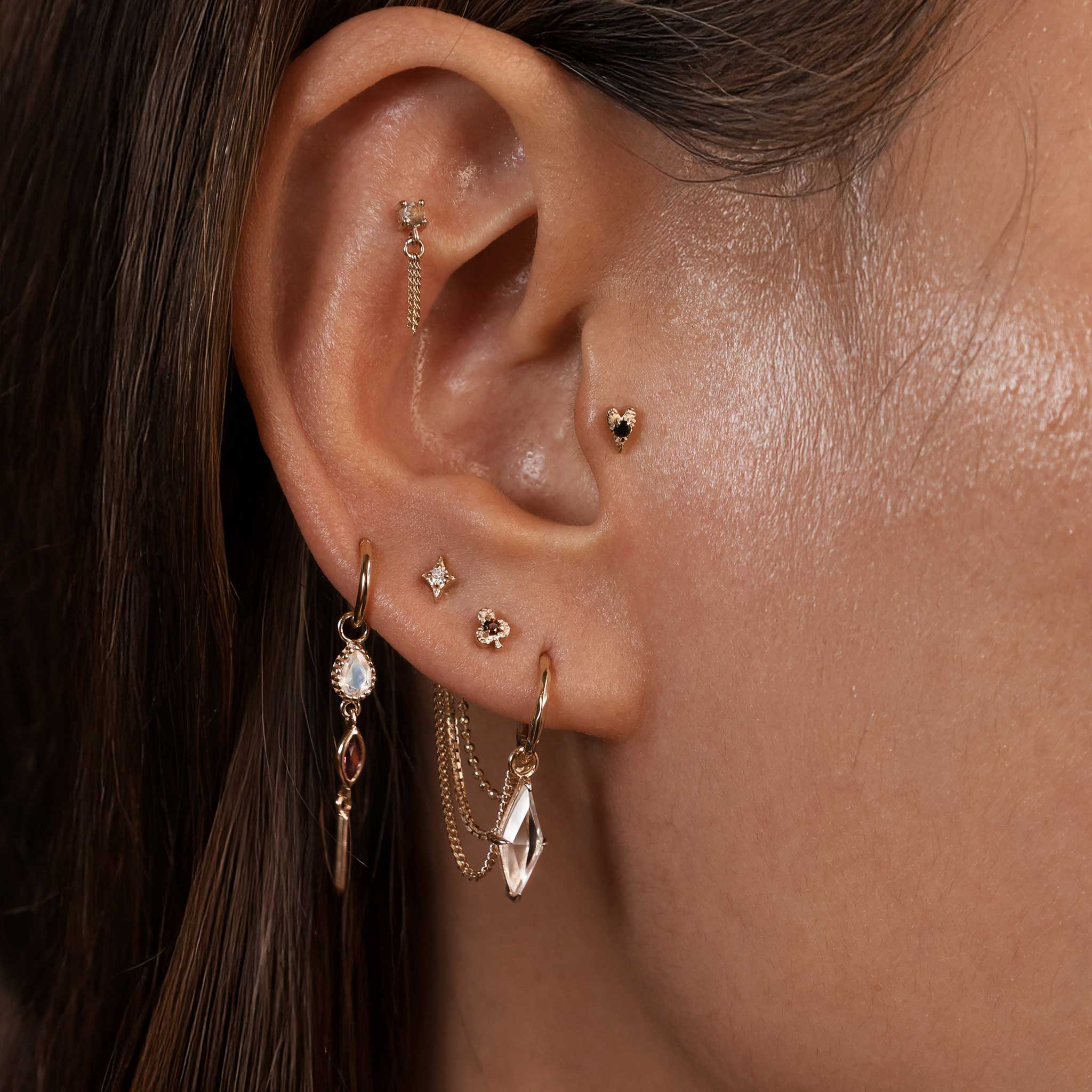 BEATTI Threadless Ends Heart • Ace of Gems Flatback Stud Heart • Textured Gemstone Flat Back Stud – Ace of Gems Collection