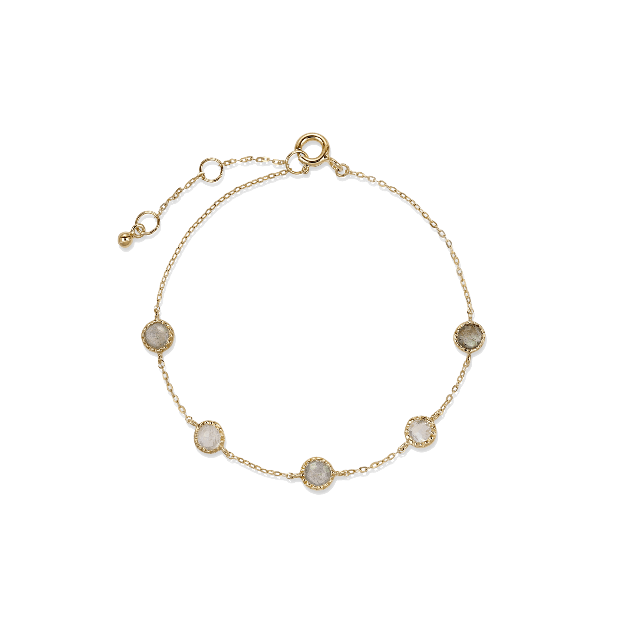 BEATTI Bracelet Gold / Rainbow Moonstone + Labradorite Sample Sale • Round Rainbow Moonstone & Labradorite Bracelet YG RG SS25 SS25 BR 006 SV YG Sample Sale • Round Rainbow Moonstone & Labradorite Bracelet YG RG SS25