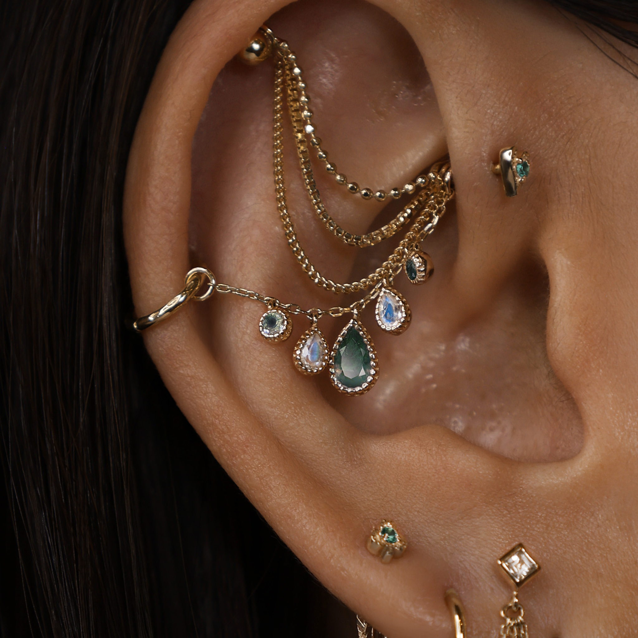 Colette • Moss Agate & Moonstone