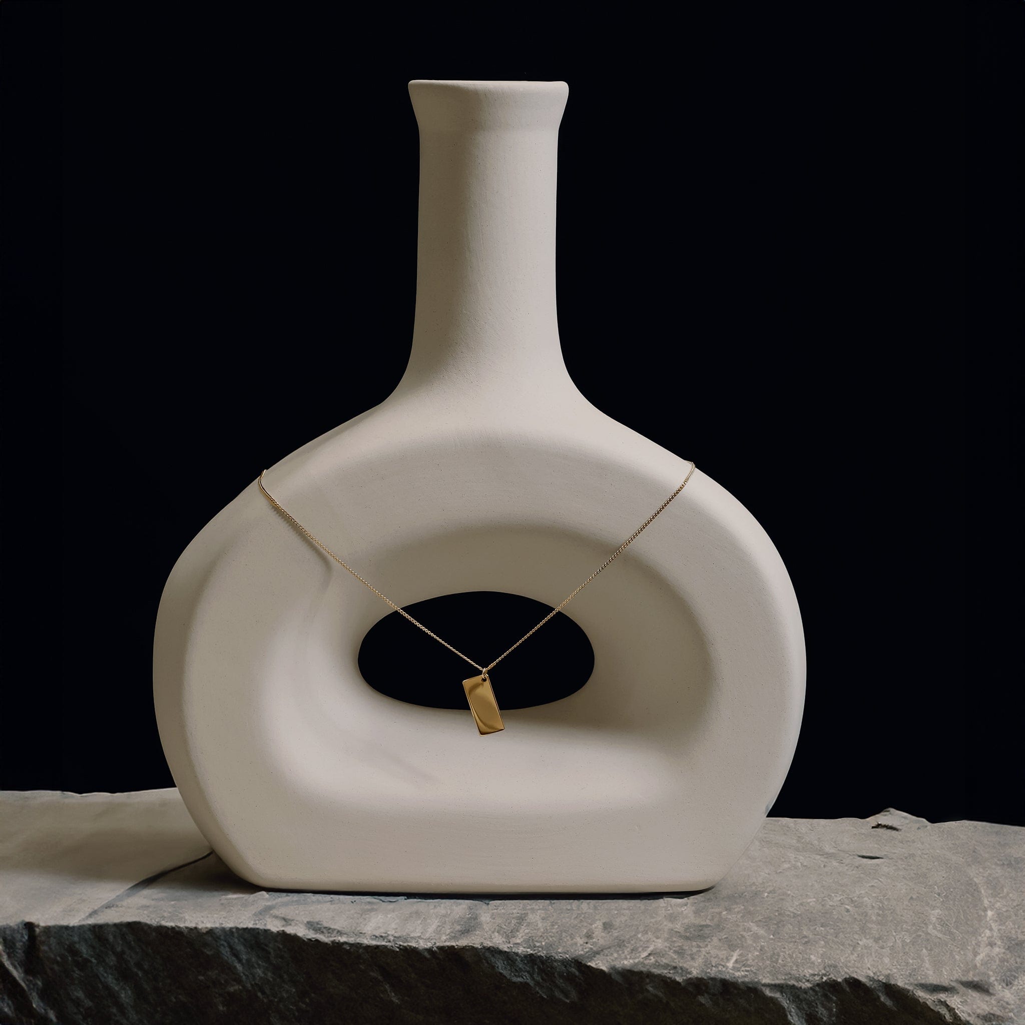 BEATTI Necklace Gold DR108 14K Gold Rectangle Bar Necklace DR108 DR108 14K Gold Rectangle Bar Necklace