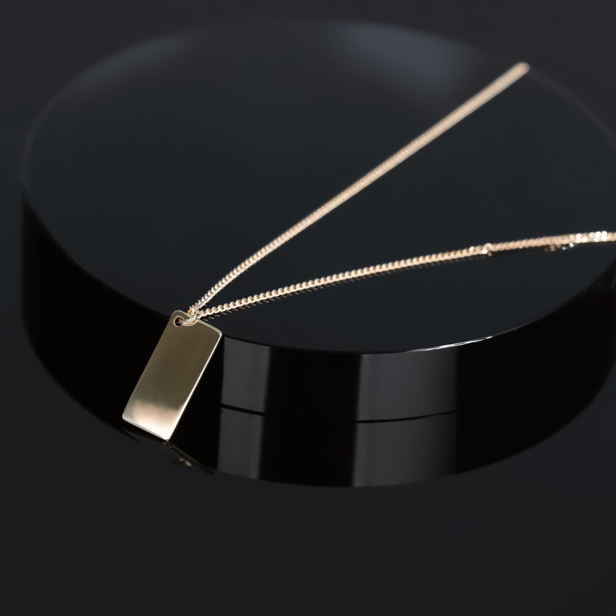 BEATTI Necklace Gold DR108 14K Gold Rectangle Bar Necklace DR108 DR108 14K Gold Rectangle Bar Necklace