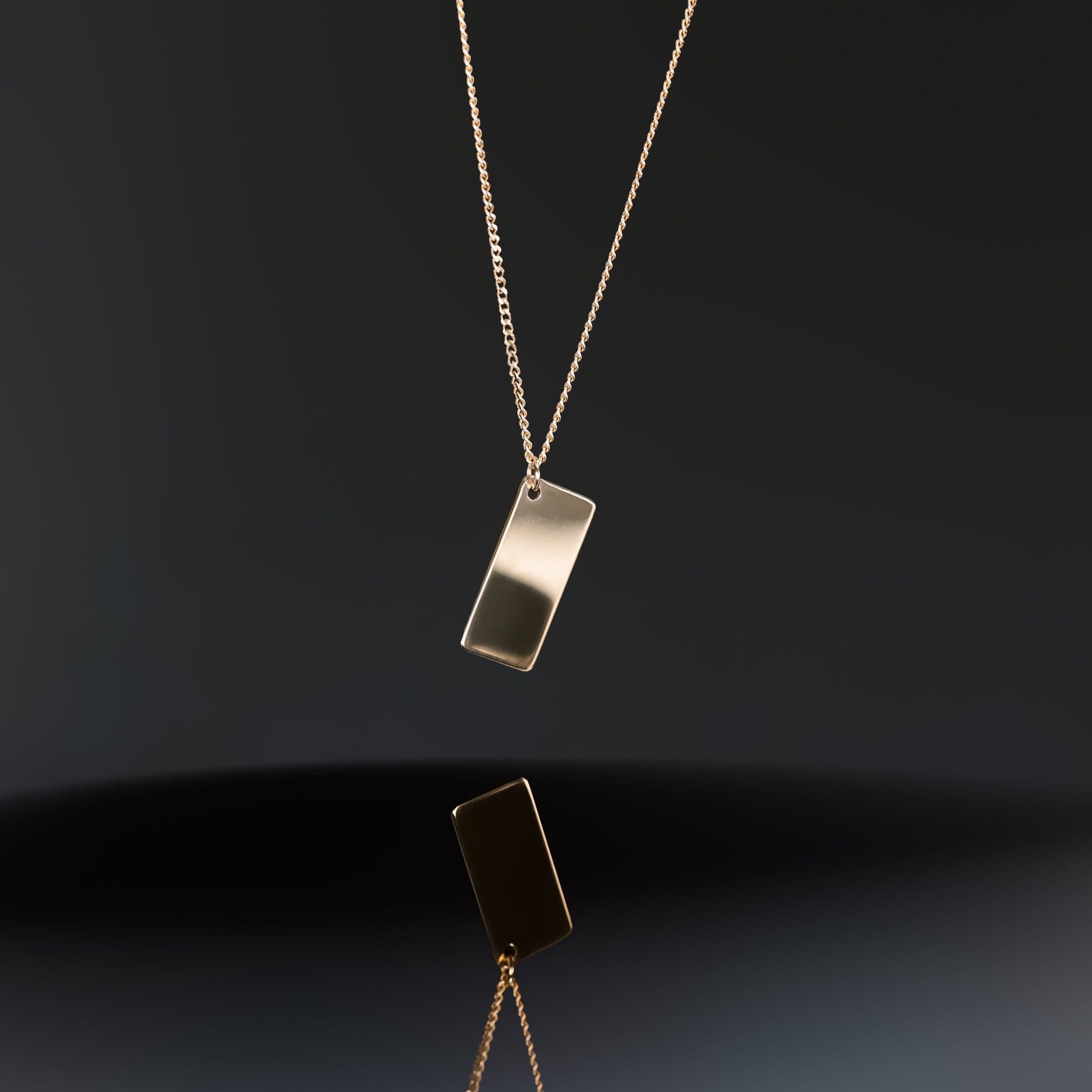 BEATTI Necklace Gold DR108 14K Gold Rectangle Bar Necklace DR108 DR108 14K Gold Rectangle Bar Necklace