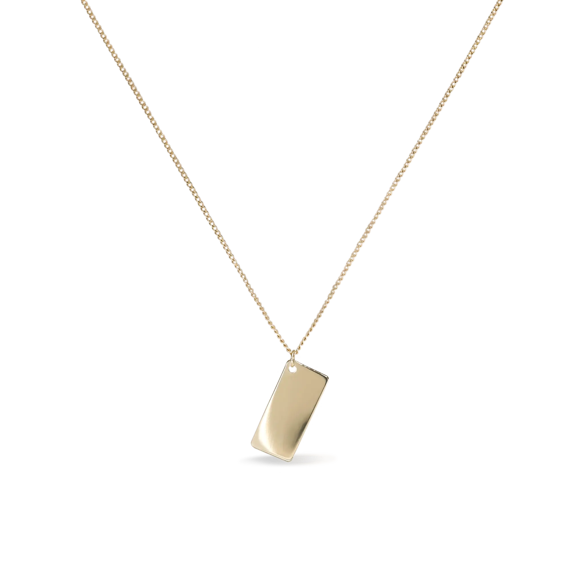 BEATTI Necklace Gold DR108 14K Gold Rectangle Bar Necklace DR108 DR108 14K Gold Rectangle Bar Necklace