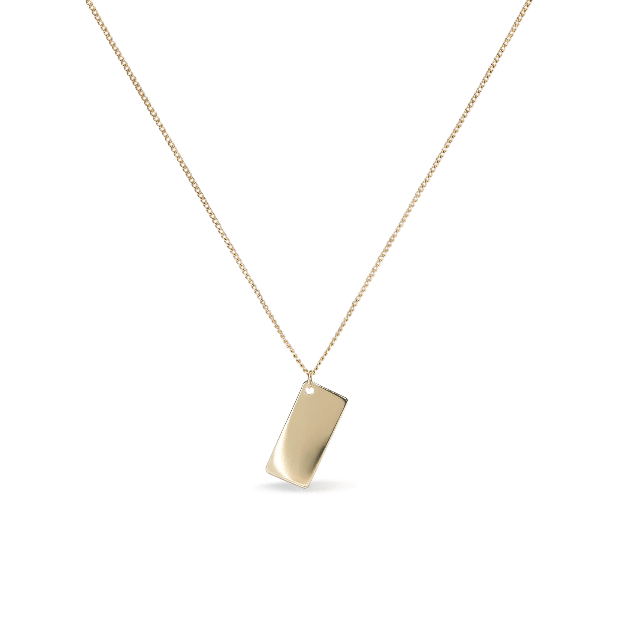 BEATTI Necklace Gold DR108 14K Gold Rectangle Bar Necklace DR108 DR108 14K Gold Rectangle Bar Necklace