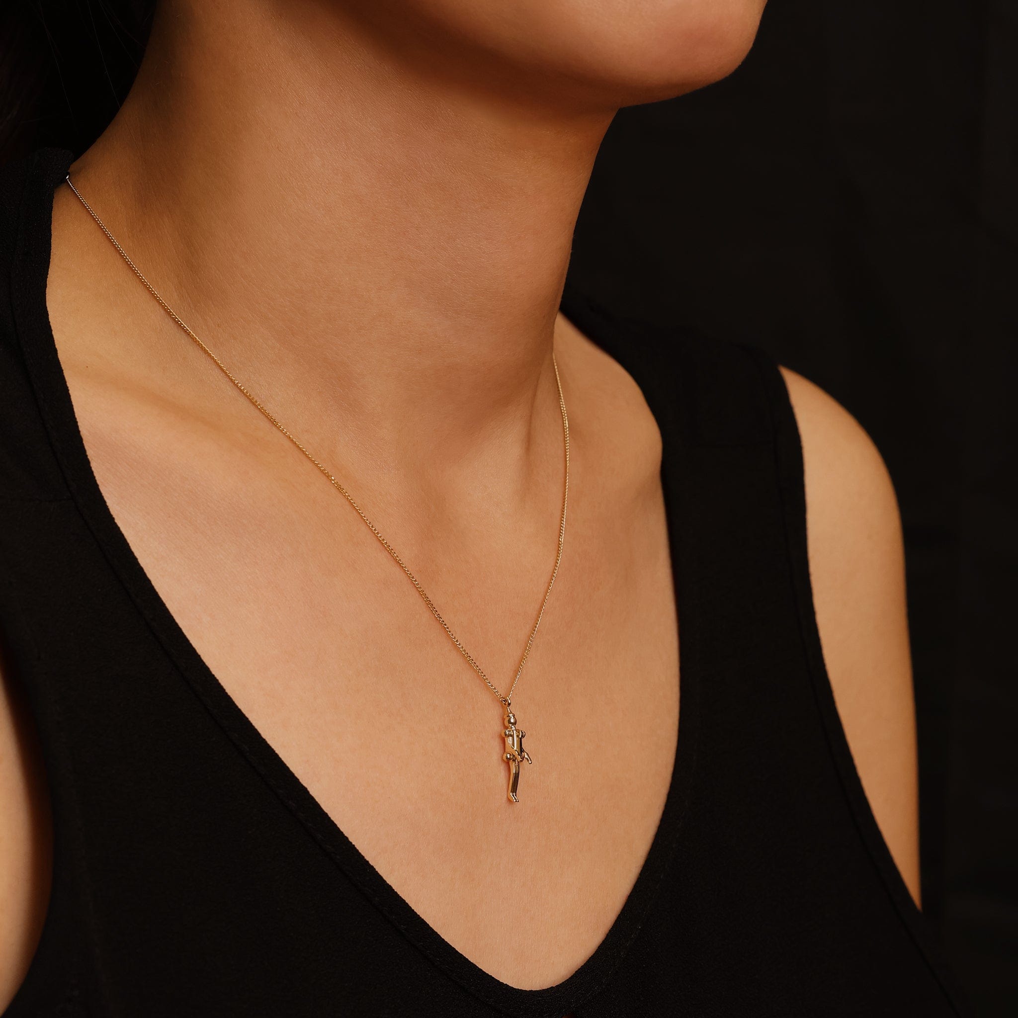 BEATTI Necklace Gold DR118 14K Gold Puppet Pendant Necklace DR118 DR118 14K Gold Puppet Pendant Necklace