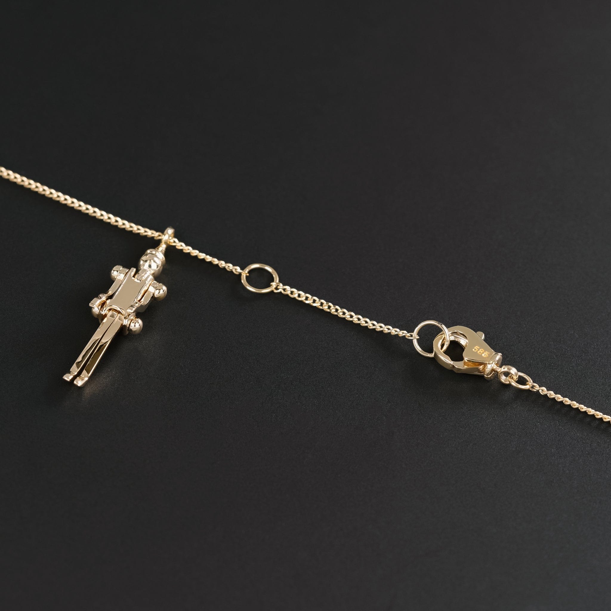 BEATTI Necklace Gold DR118 14K Gold Puppet Pendant Necklace DR118 DR118 14K Gold Puppet Pendant Necklace