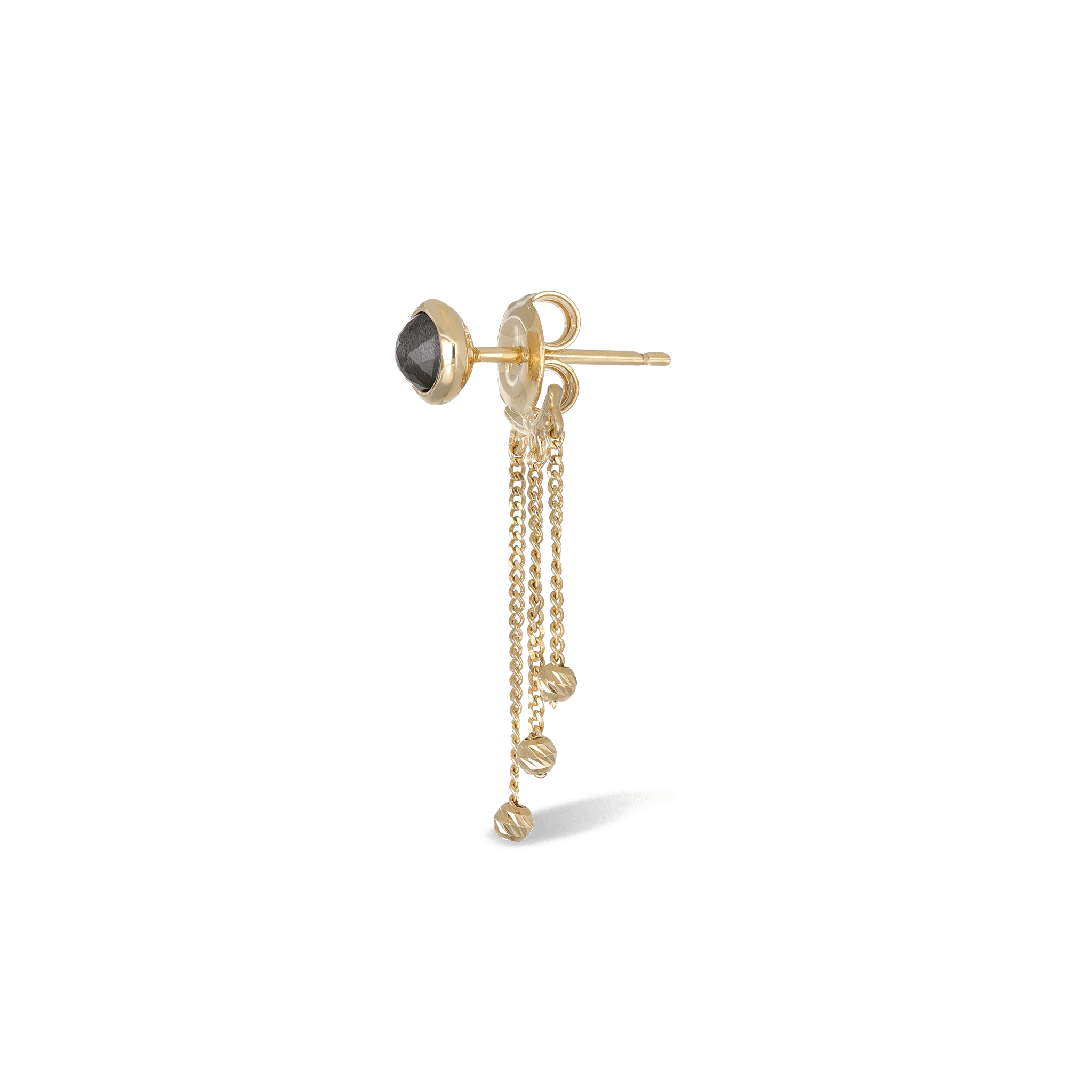BEATTI Studs Gold / Black Labradorite / Pair Sample Sale • Dangle Moonlit Ball Tiny Rounded Gemstone Earrings SS25 SS25 EA 004 SV Sample Sale • Dangle Moonlit Ball Tiny Rounded Gemstone Earrings SS25