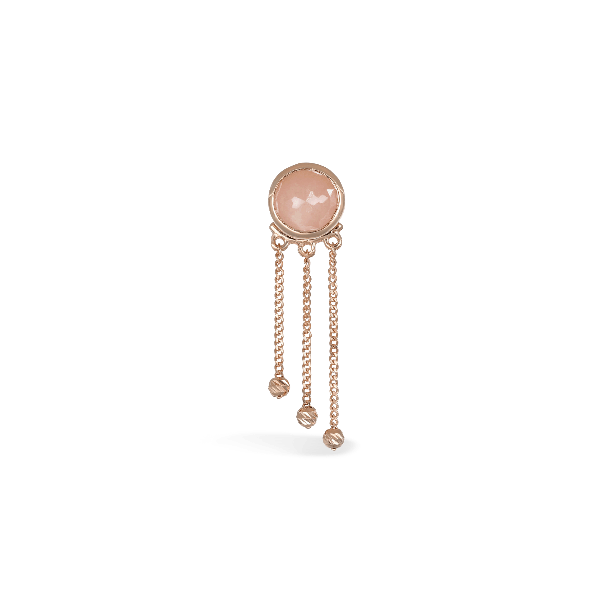 BEATTI Studs Rose Gold / Peach Moonstone Sample Sale • Dangle Moonlit Ball Rounded Peach Moonstone Earrings RG SS25 SS25 EA 007 SV Sample Sale • Dangle Moonlit Ball Rounded Peach Moonstone Earrings RG SS25
