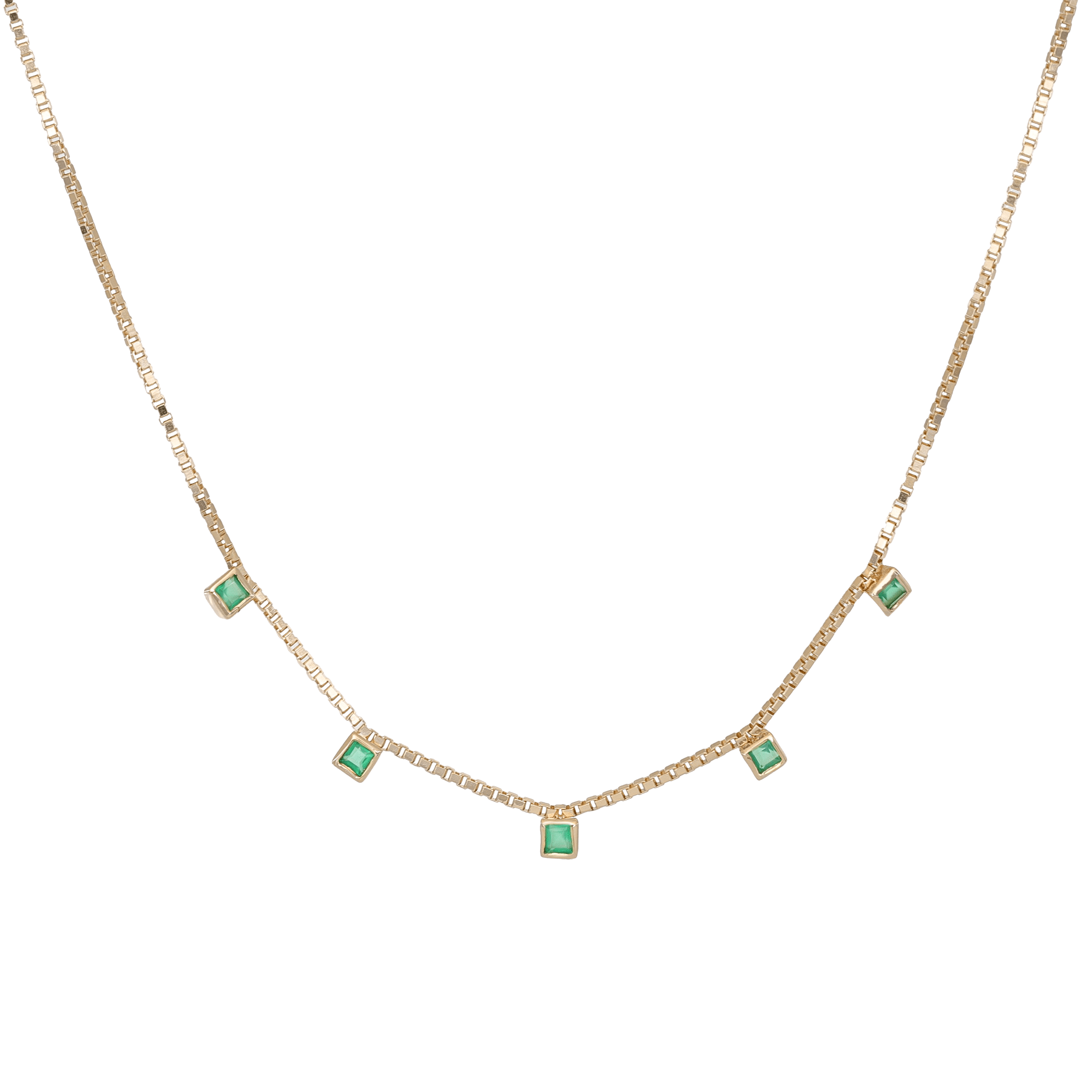 BEATTI Necklace Gold / Green Onyx Sample Sale • Tiny Square Gemstone Necklace YG OG SS25 SS25 NE 001 SV YG Sample Sale • Tiny Square Gemstone Necklace YG OG SS25