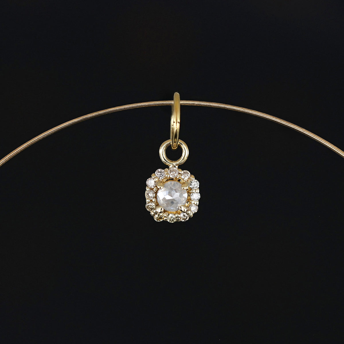 Rose Cut Diamond Halo Charm