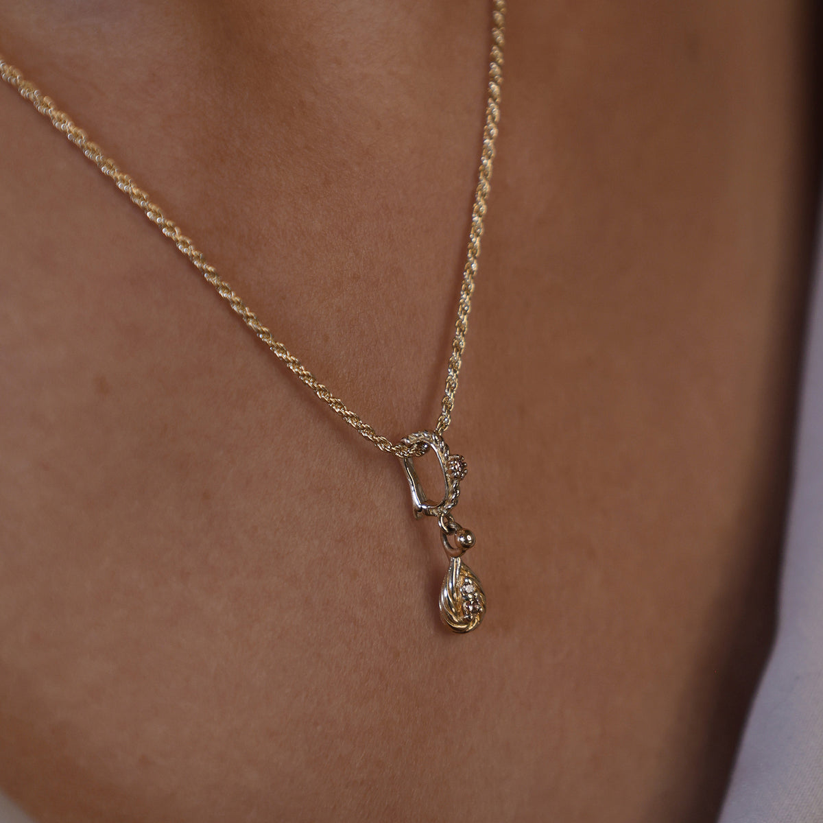 Diamond Sculpted Teardrop Pendant