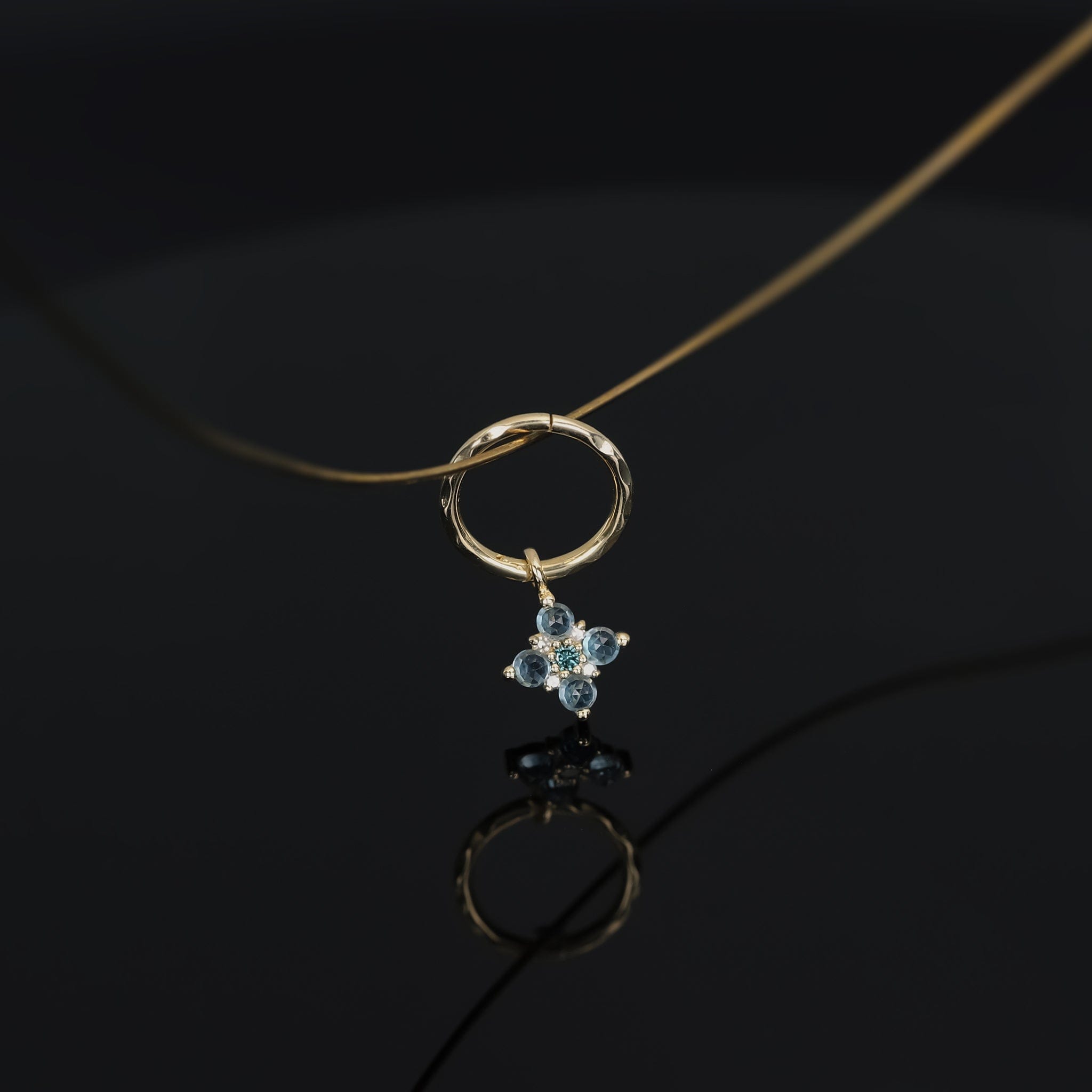 BEATTI Hoops Gemstone Flower Charm with Textured Clicker Hoop Gemstone Flower Charm with Textured Clicker Hoop