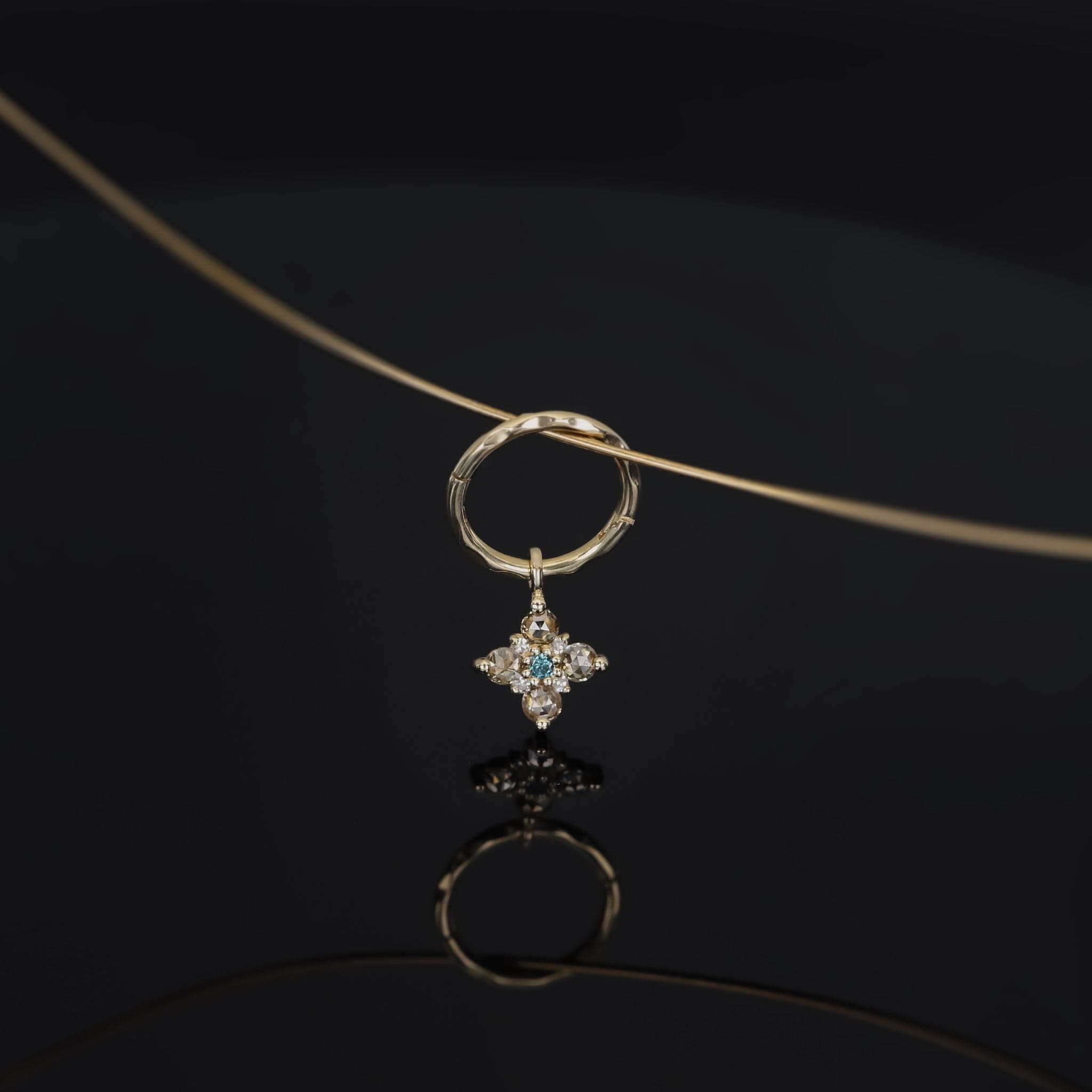 BEATTI Hoops Gemstone Flower Charm with Textured Clicker Hoop Gemstone Flower Charm with Textured Clicker Hoop