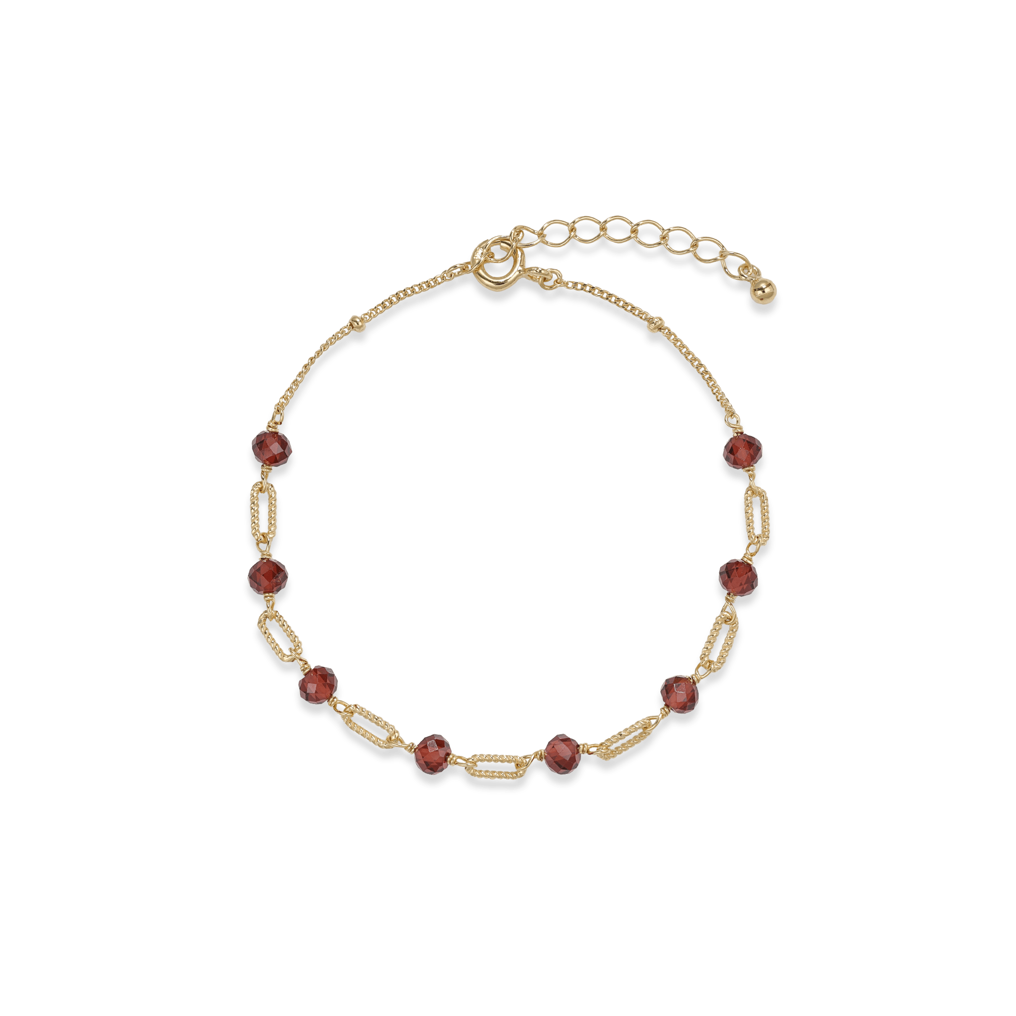 BEATTI Bracelet Gold / Garnet Sample Sale • Garnet Beads & Twisted Link Bracelet YG SS25 SS25 BR 003 SV YG Sample Sale • Garnet Beads & Twisted Link Bracelet YG SS25