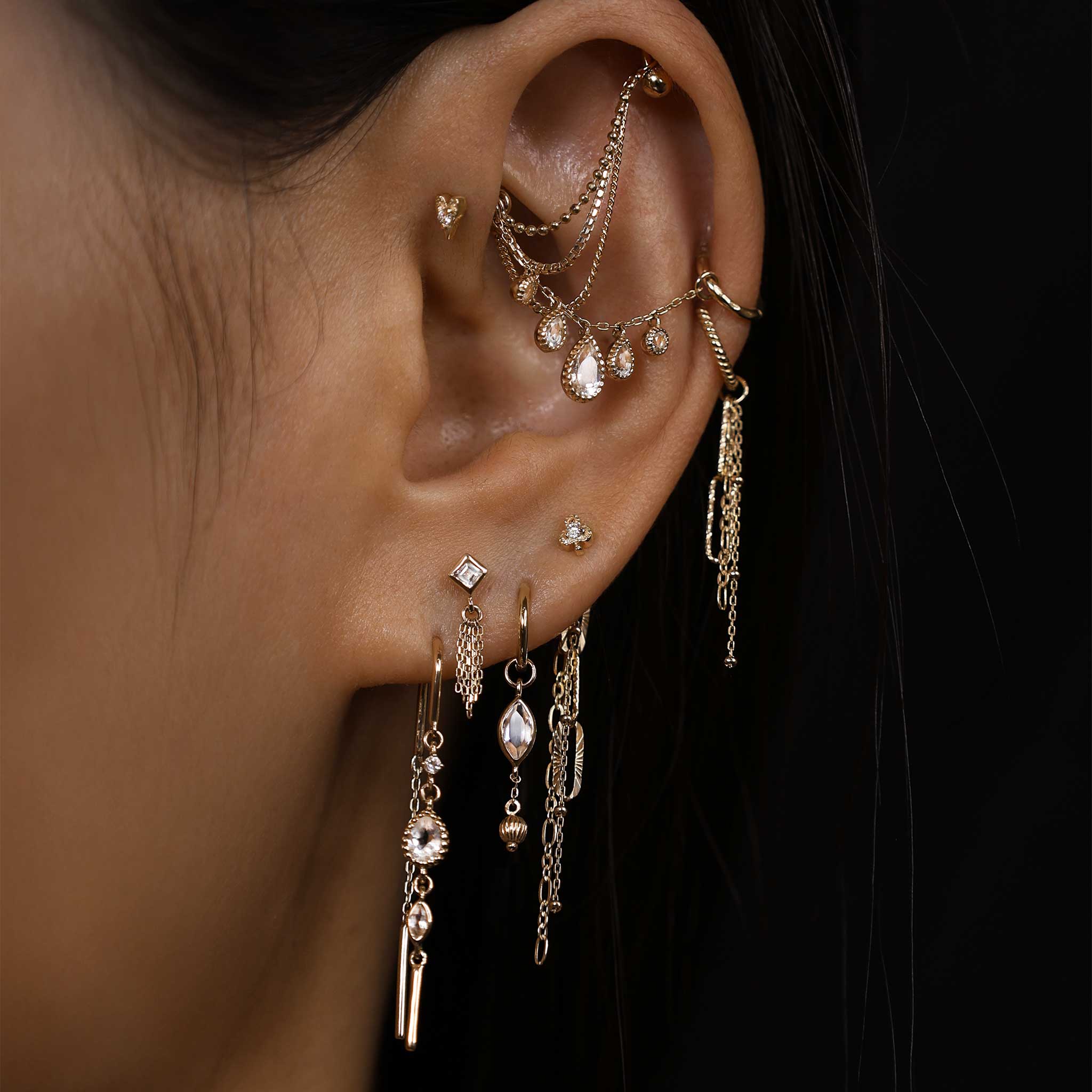 BEATTI Chain Attachments Colette • White Topaz Dido Bead Charm Double Chain Attachment by BEATTI