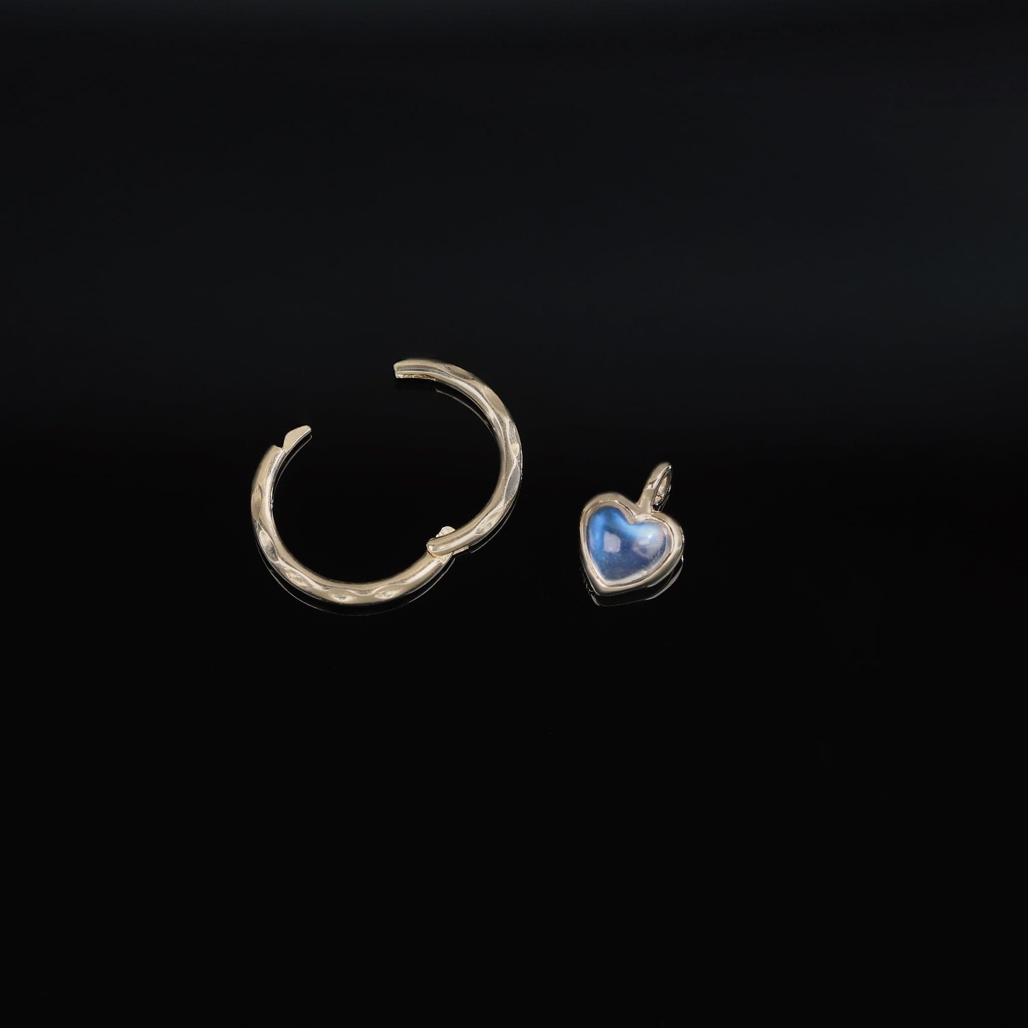 BEATTI Hoops Gemstone Heart Charm with Textured Clicker Hoop Gemstone Heart Charm with Textured Clicker Hoop
