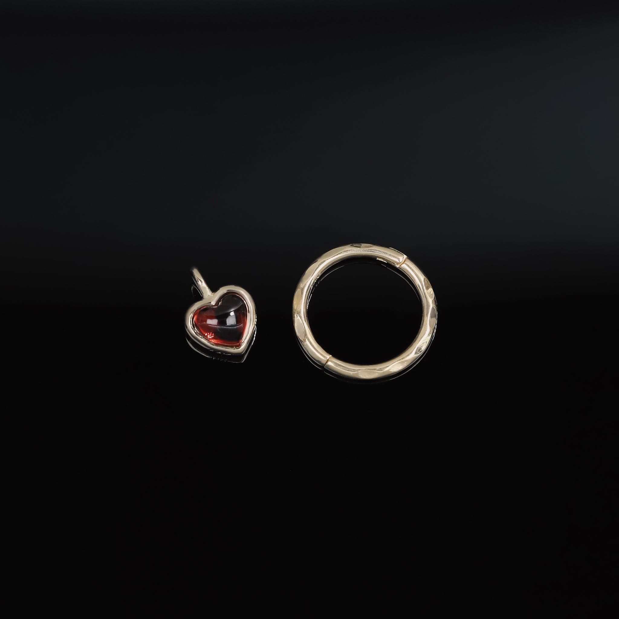 BEATTI Hoops Gemstone Heart Charm with Textured Clicker Hoop Gemstone Heart Charm with Textured Clicker Hoop