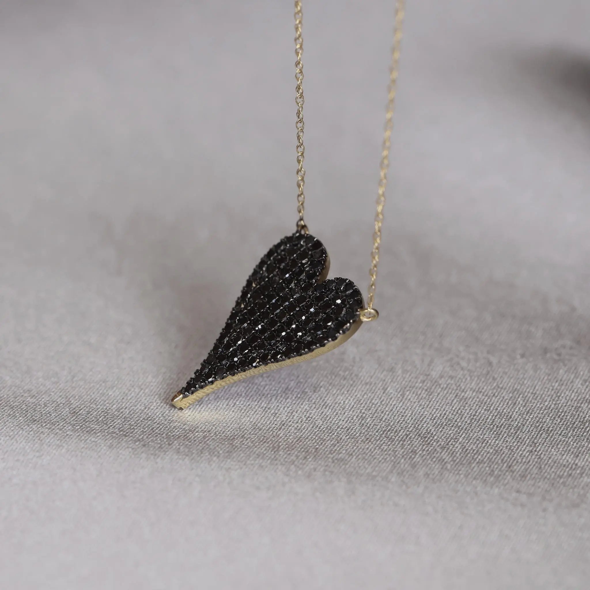 BEATTI Necklace Sample Sale • Heart Black Diamond Necklace SS25 Sample Sale • Heart Black Diamond Necklace SS25