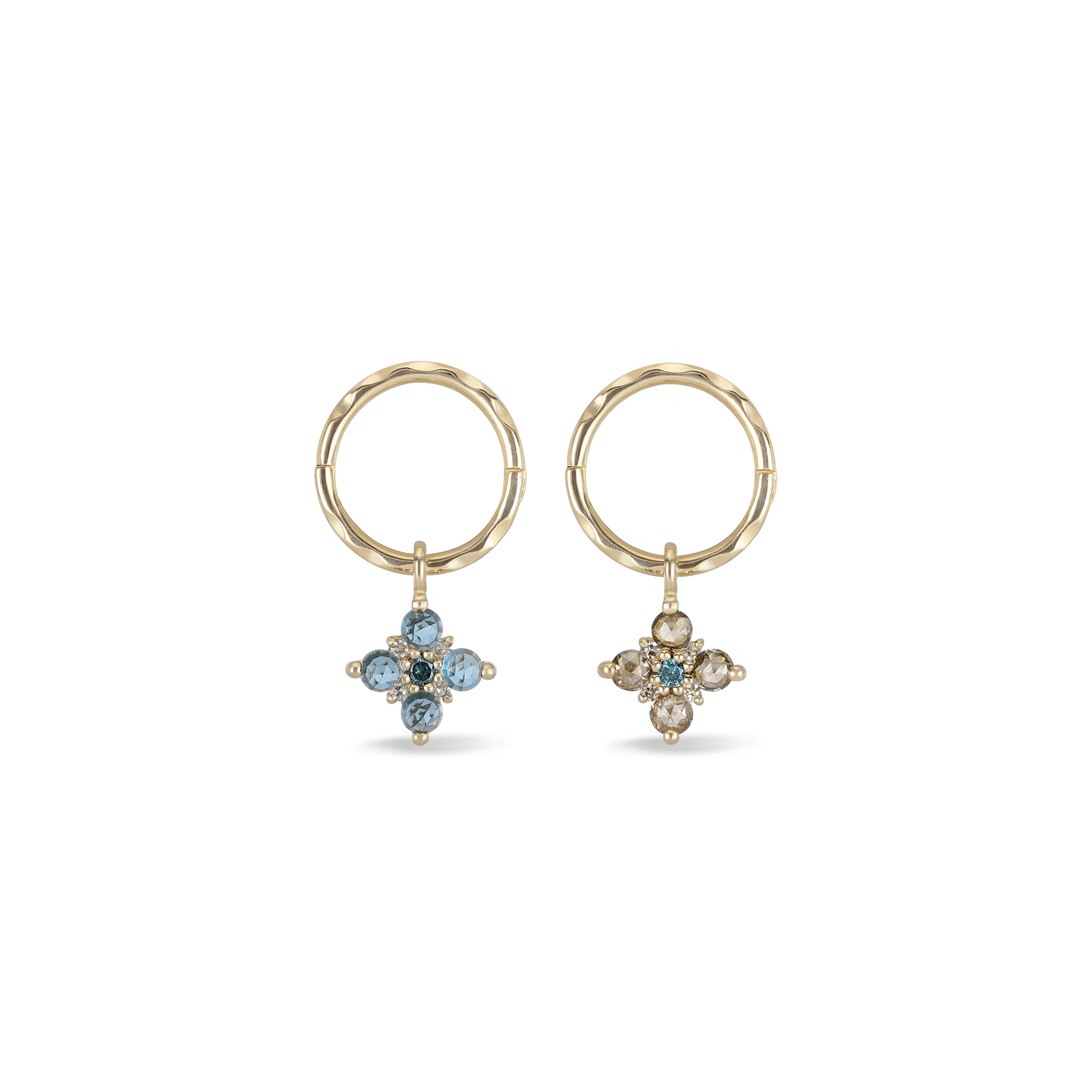 BEATTI Hoops Gemstone Flower Charm with Textured Clicker Hoop Gemstone Flower Charm with Textured Clicker Hoop