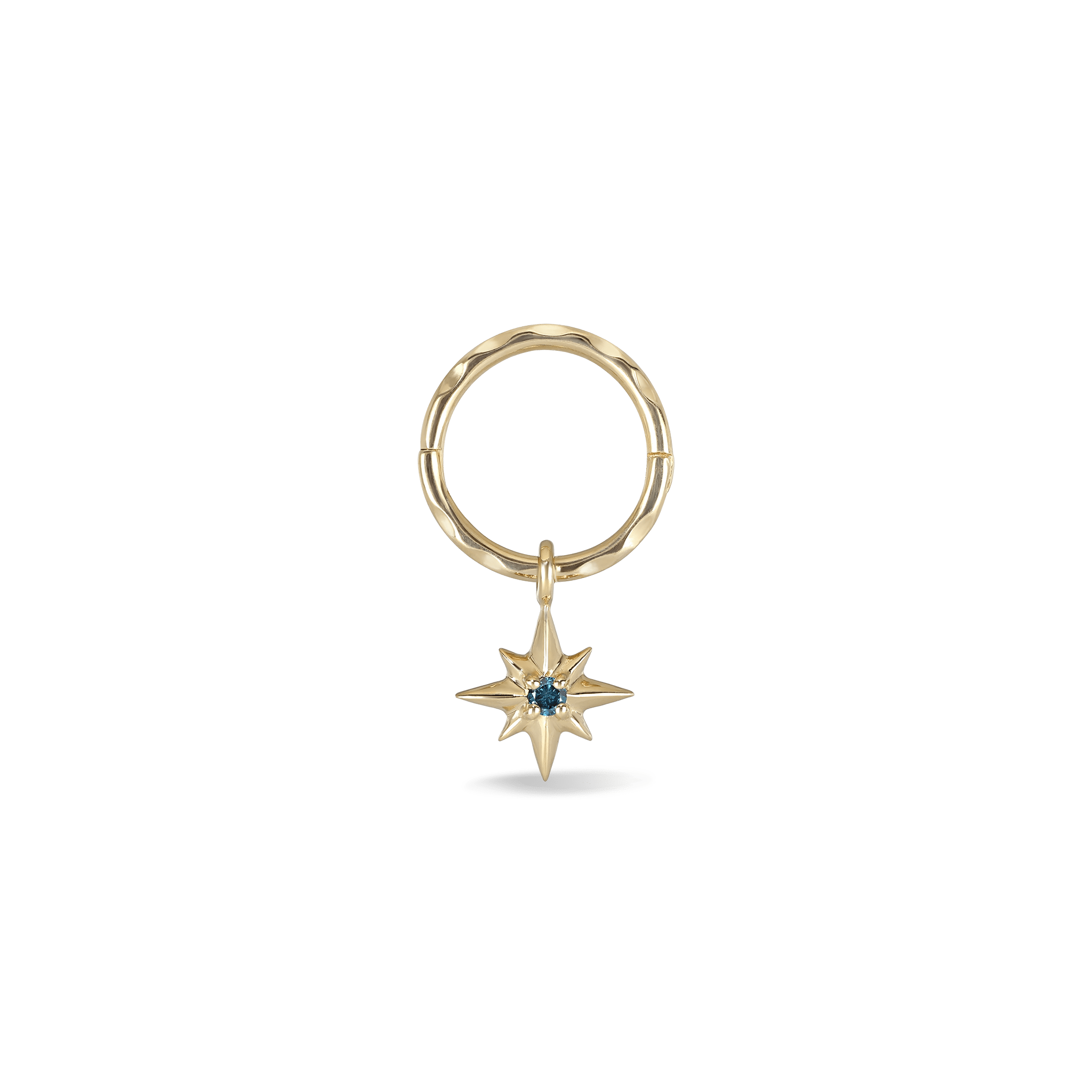 BEATTI Hoops Single / Blue Diamond Sample Sale • Blue Diamond Star Charm with Textured Clicker Hoop SS25 Sample Sale • Blue Diamond Star Charm with Textured Clicker Hoop SS25