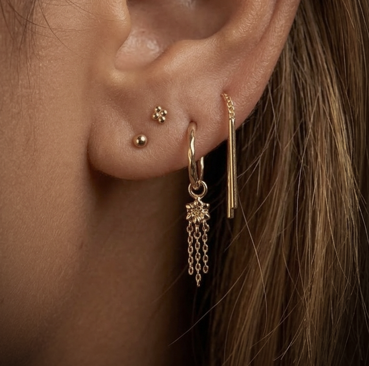 Lumina • 14K Gold Genuine Diamond Hoop Charm