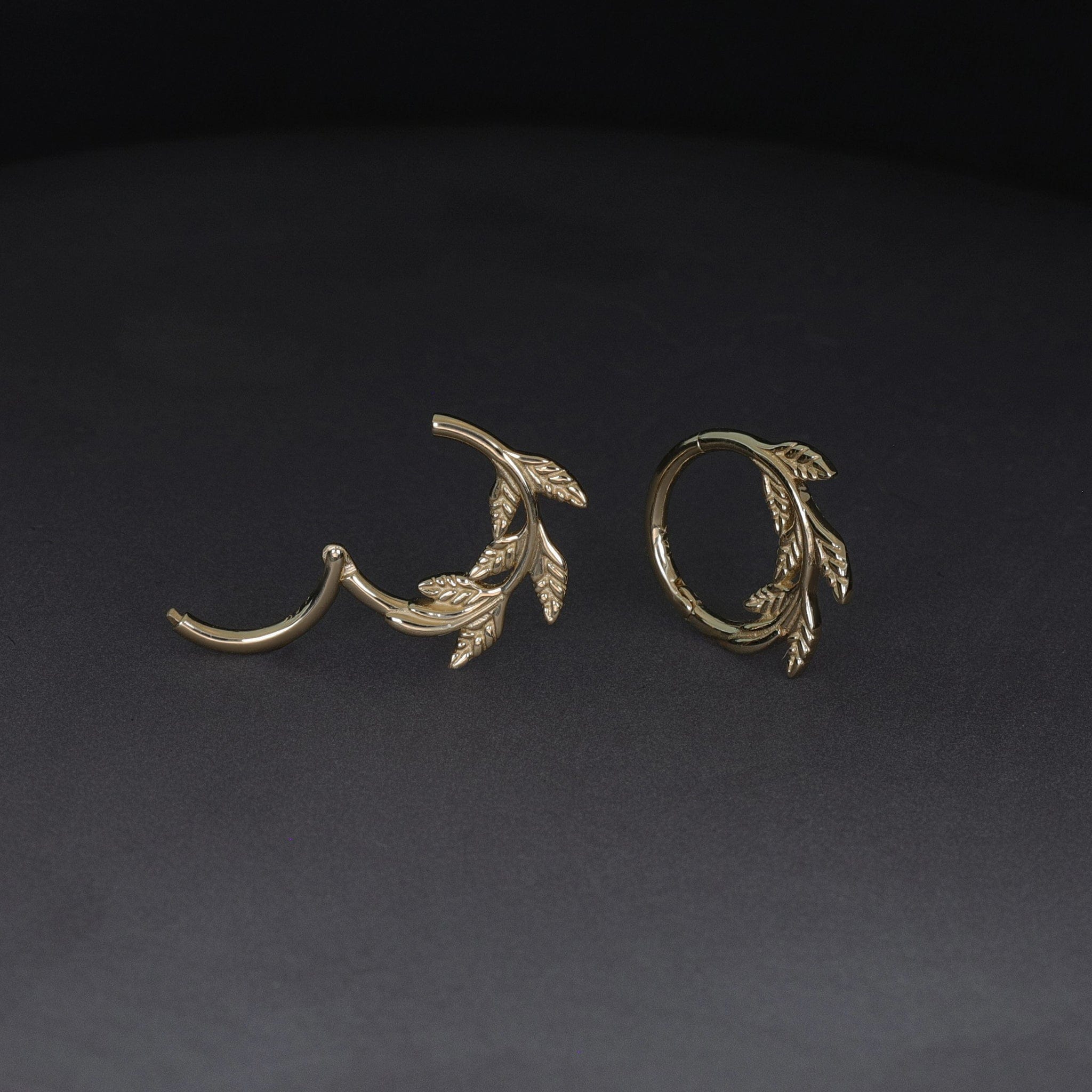 BEATTI Hoops NEW 14K Solid Gold Leaf Clicker Hoop NEW 14K Solid Gold Leaf Clicker Hoop