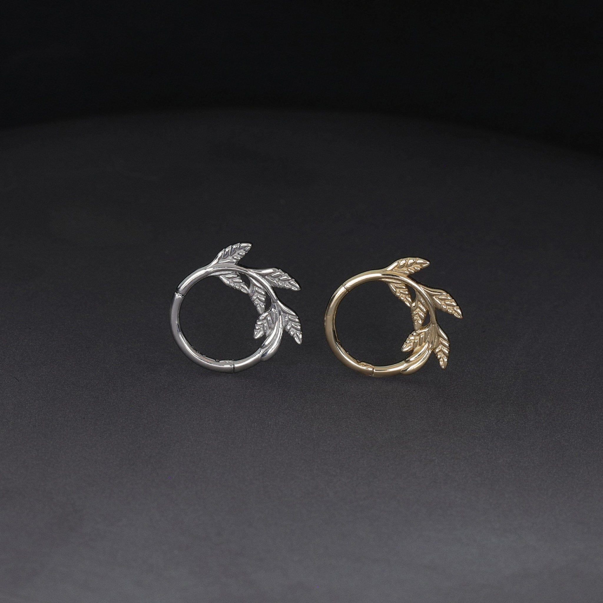 BEATTI Hoops NEW 14K Solid Gold Leaf Clicker Hoop NEW 14K Solid Gold Leaf Clicker Hoop
