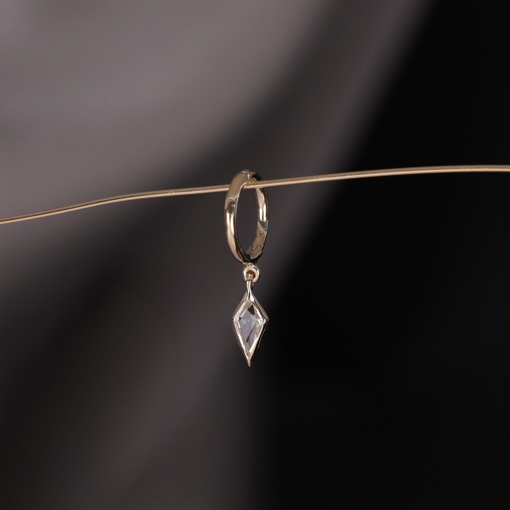 Kite White Topaz Dangle Clicker Hoop