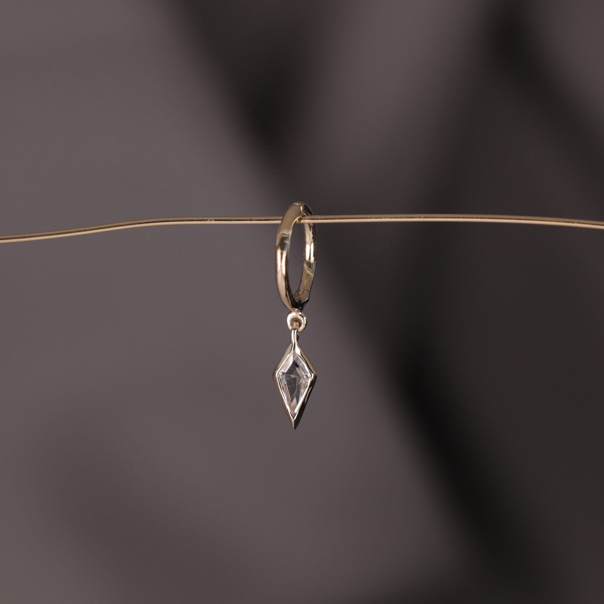 Kite White Topaz Dangle Clicker Hoop