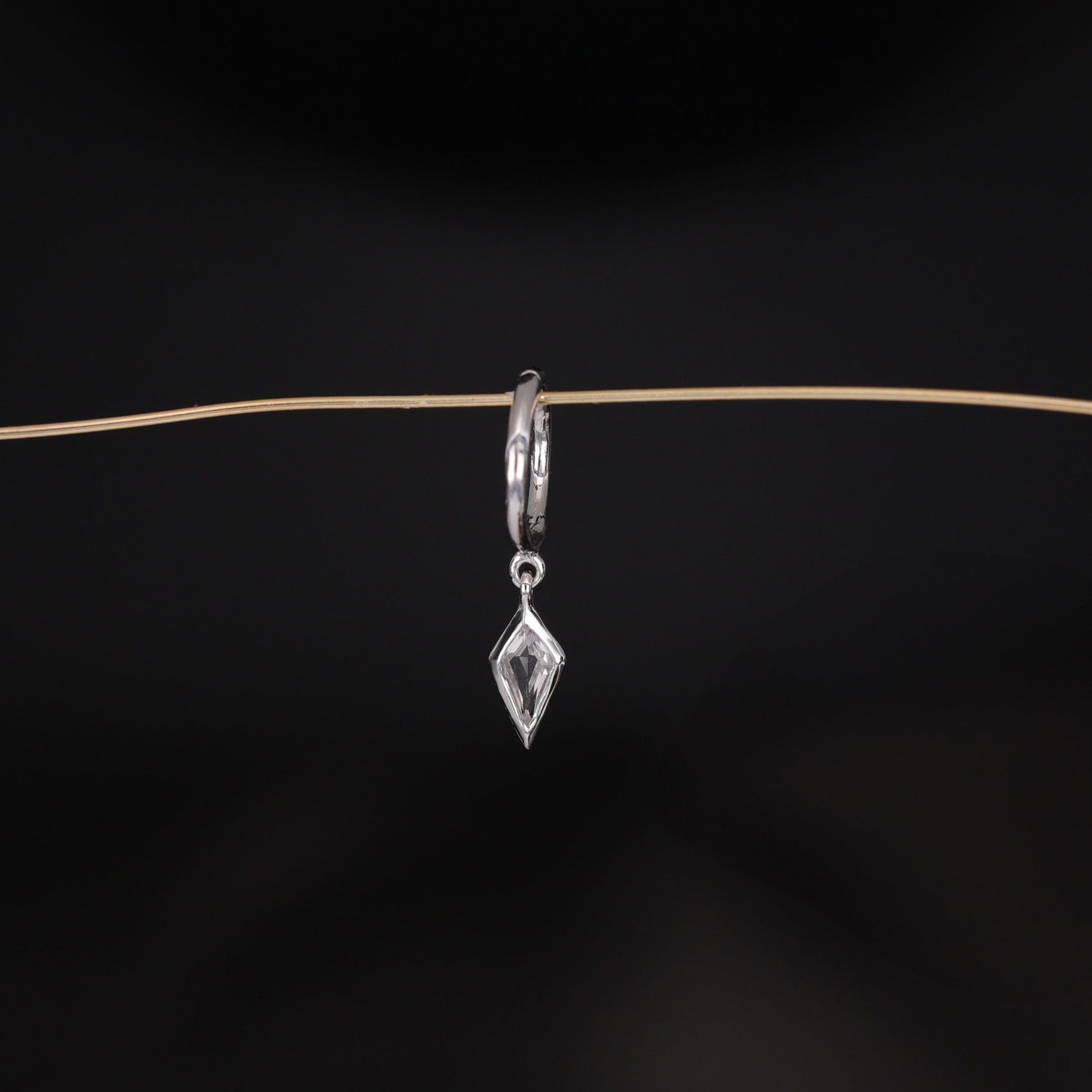 Kite White Topaz Dangle Clicker Hoop