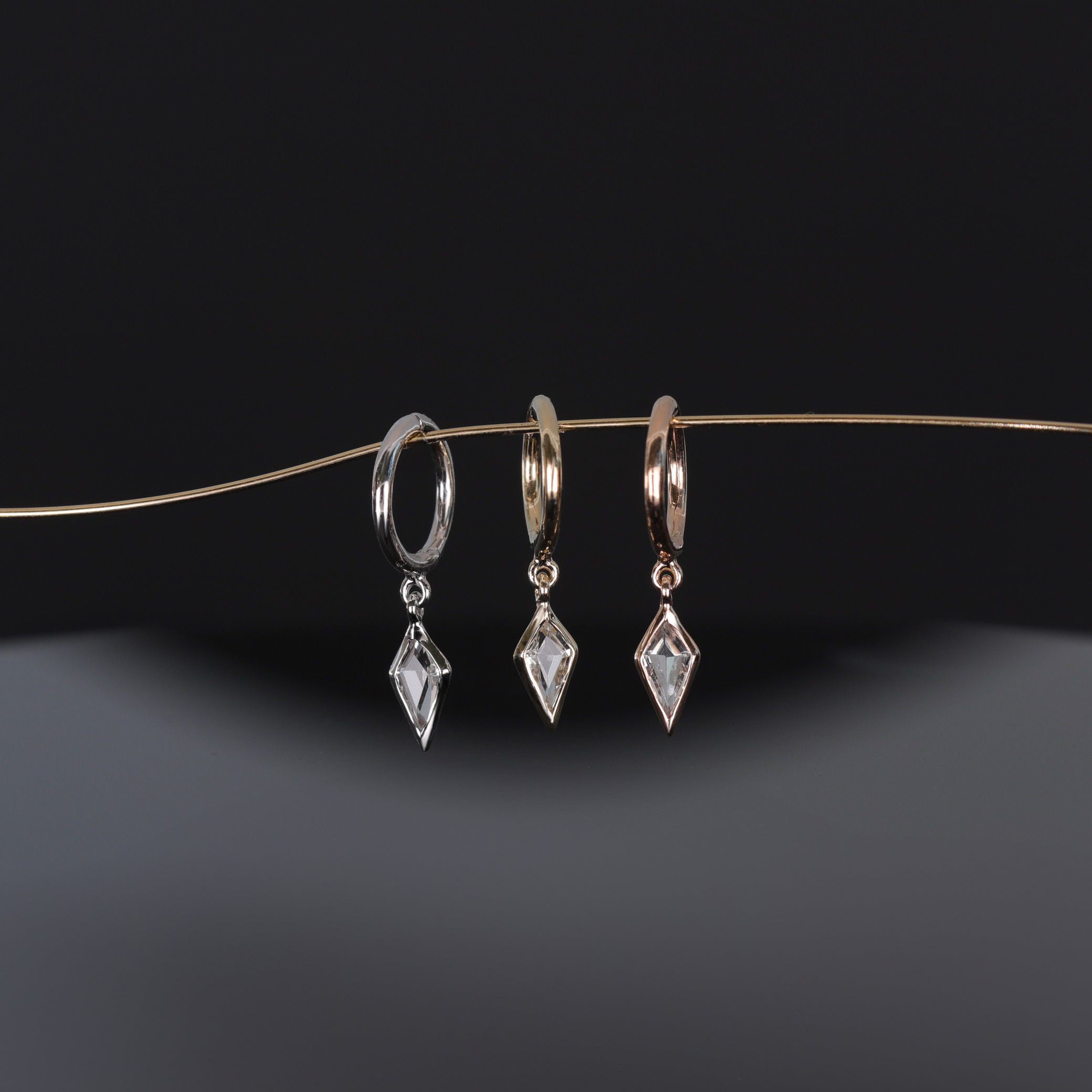 Kite White Topaz Dangle Clicker Hoop