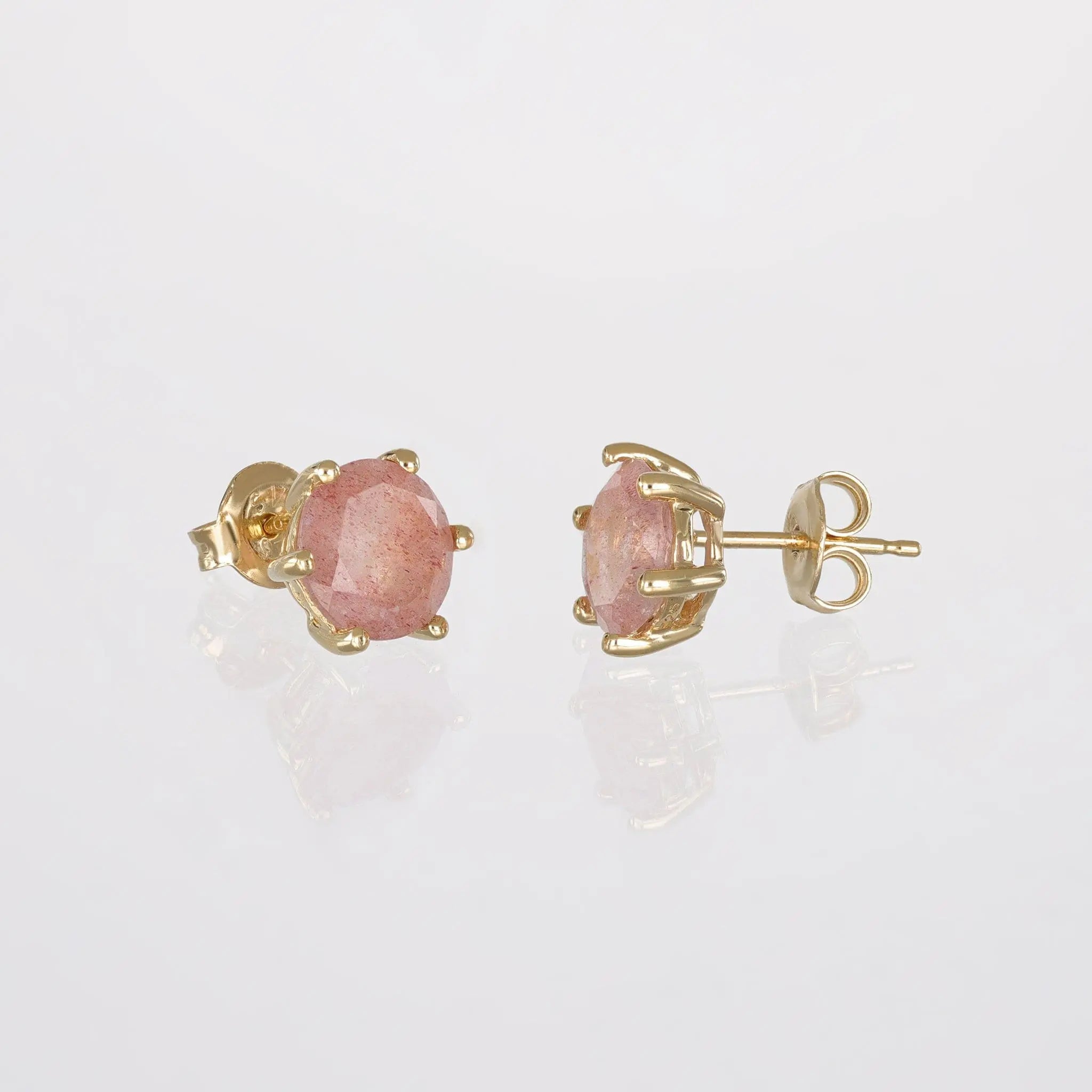 BEATTI Studs Gold / Pair / Cranberry Quartz Sample Sale • Hexagon Natural Gemstone Stud Earrings SS25 SS25 EA 001 SV MP Sample Sale • Hexagon Natural Gemstone Stud Earrings SS25