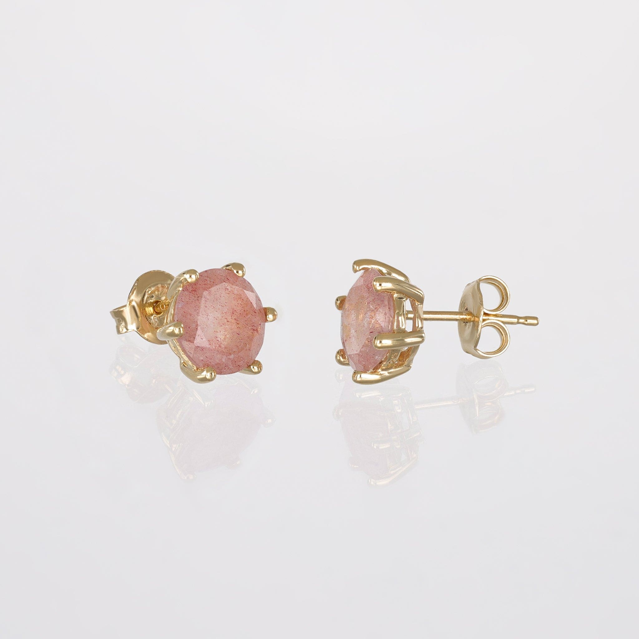 BEATTI Studs Gold / Pair / Cranberry Quartz Sample Sale • Hexagon Natural Gemstone Stud Earrings SS25 SS25 EA 001 SV MP Sample Sale • Hexagon Natural Gemstone Stud Earrings SS25