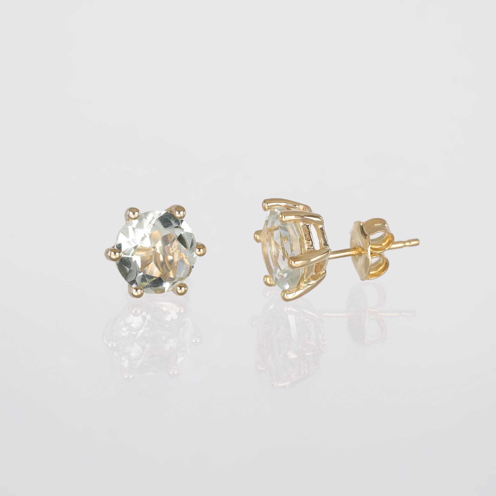 BEATTI Studs Gold / Pair / Green Amethyst Sample Sale • Hexagon Natural Gemstone Stud Earrings SS25 SS25 EA 001 SV TBS Sample Sale • Hexagon Natural Gemstone Stud Earrings SS25