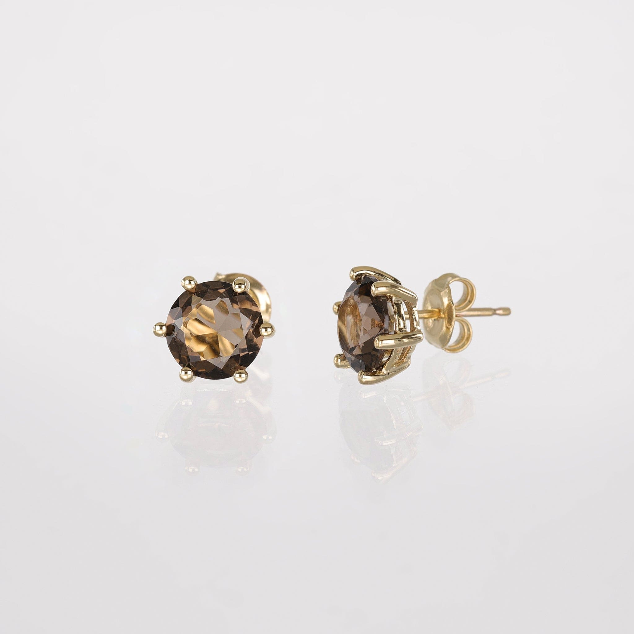 BEATTI Studs Gold / Pair / Smoky Quartz Sample Sale • Hexagon Natural Gemstone Stud Earrings SS25 SS25 EA 001 SV SQ Sample Sale • Hexagon Natural Gemstone Stud Earrings SS25