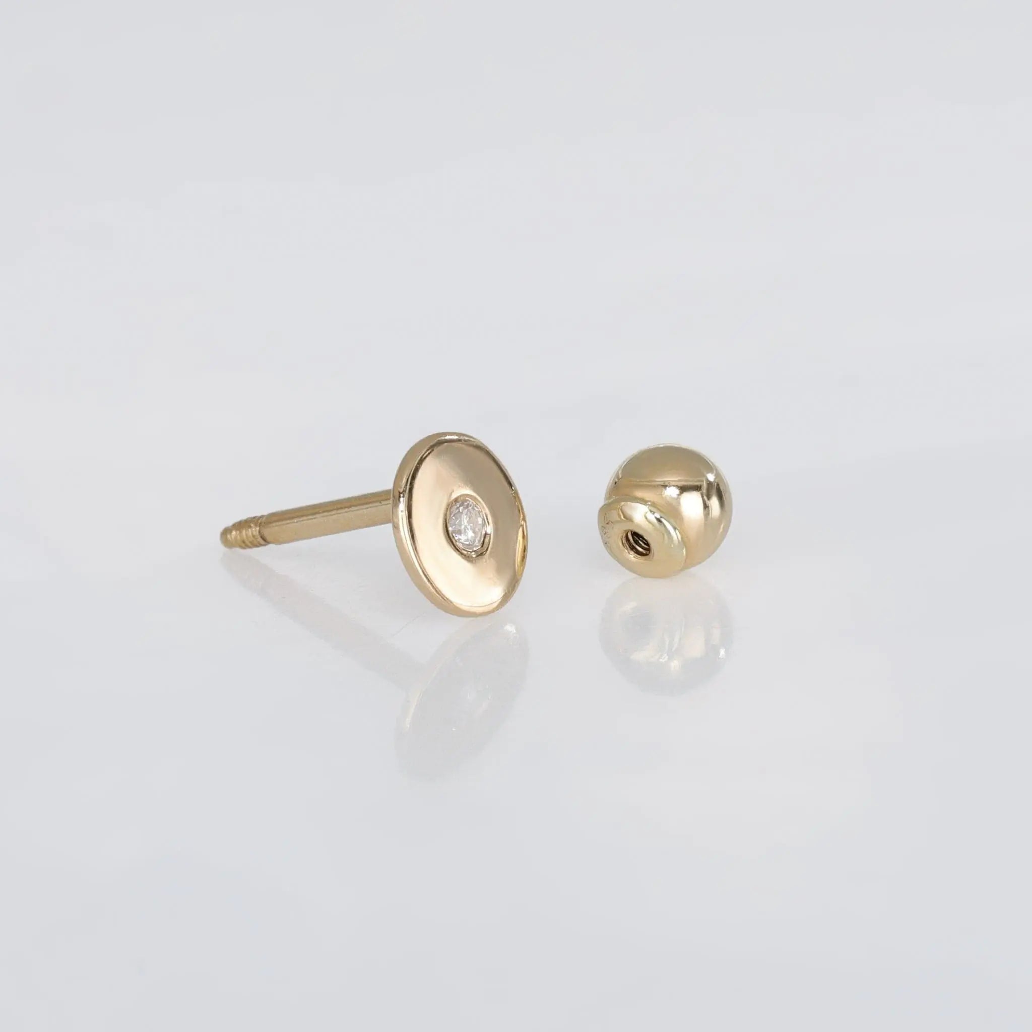 BEATTI Studs Gold / White / Single Sample Sale • CZ Flat Disc Stud Earrings YG SS25 SS25 PI 003 YG Sample Sale • CZ Flat Disc Stud Earrings YG SS25