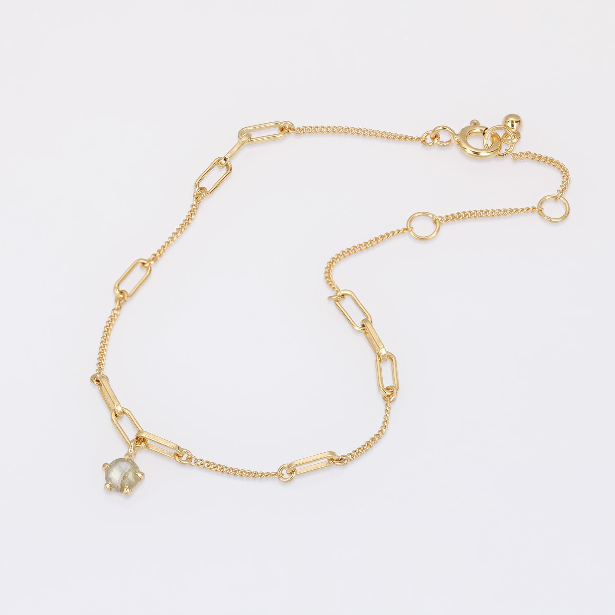 BEATTI Bracelet Gold / Labradorite Sample Sale • Hexagon Gem Charm Link Chain Bracelet YG SS25 SS25 BR 005 SV YG Sample Sale • Hexagon Gem Charm Link Chain Bracelet YG SS25