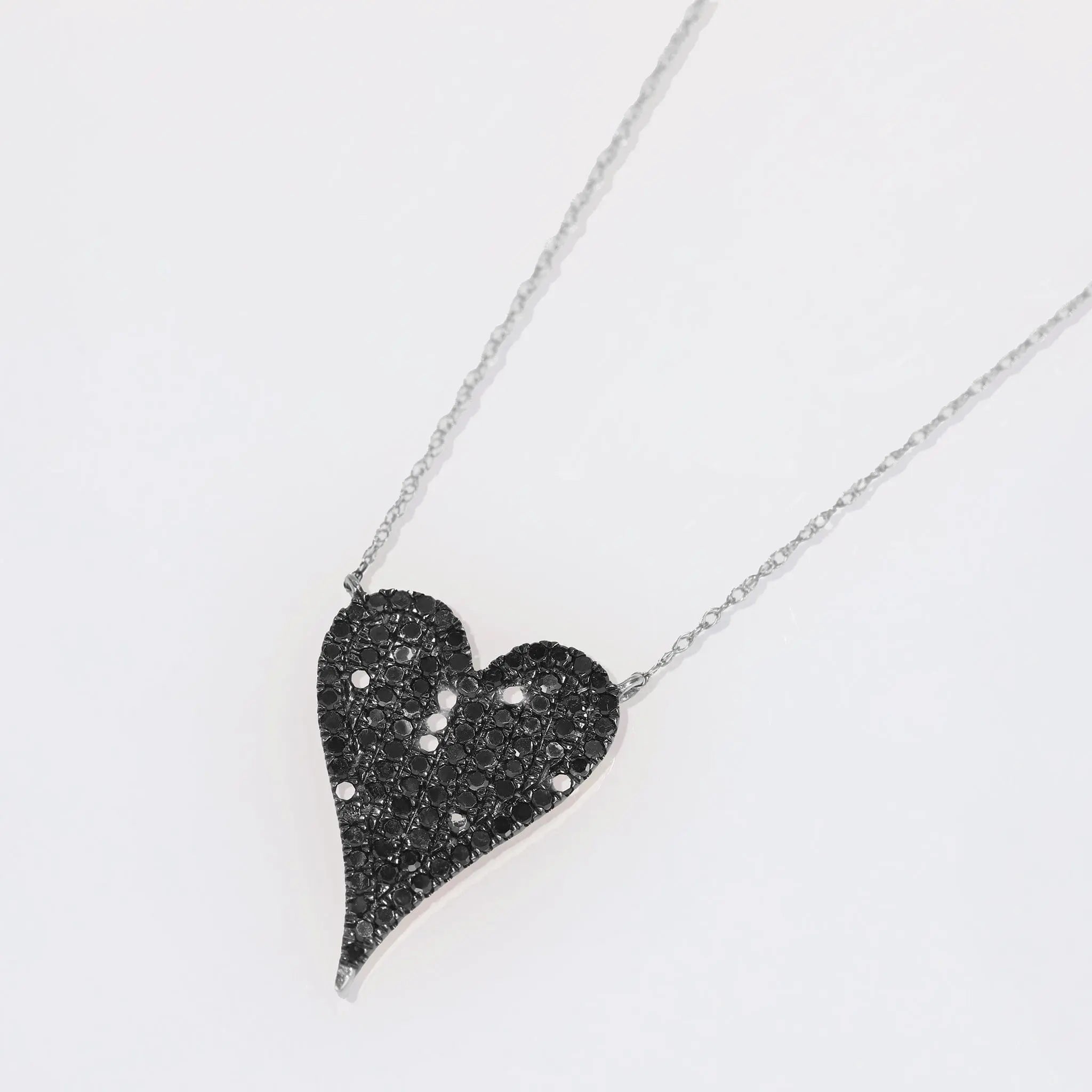 BEATTI Necklace White Gold / Black Diamond Sample Sale • Heart Black Diamond Necklace SS25 Sample Sale • Heart Black Diamond Necklace SS25